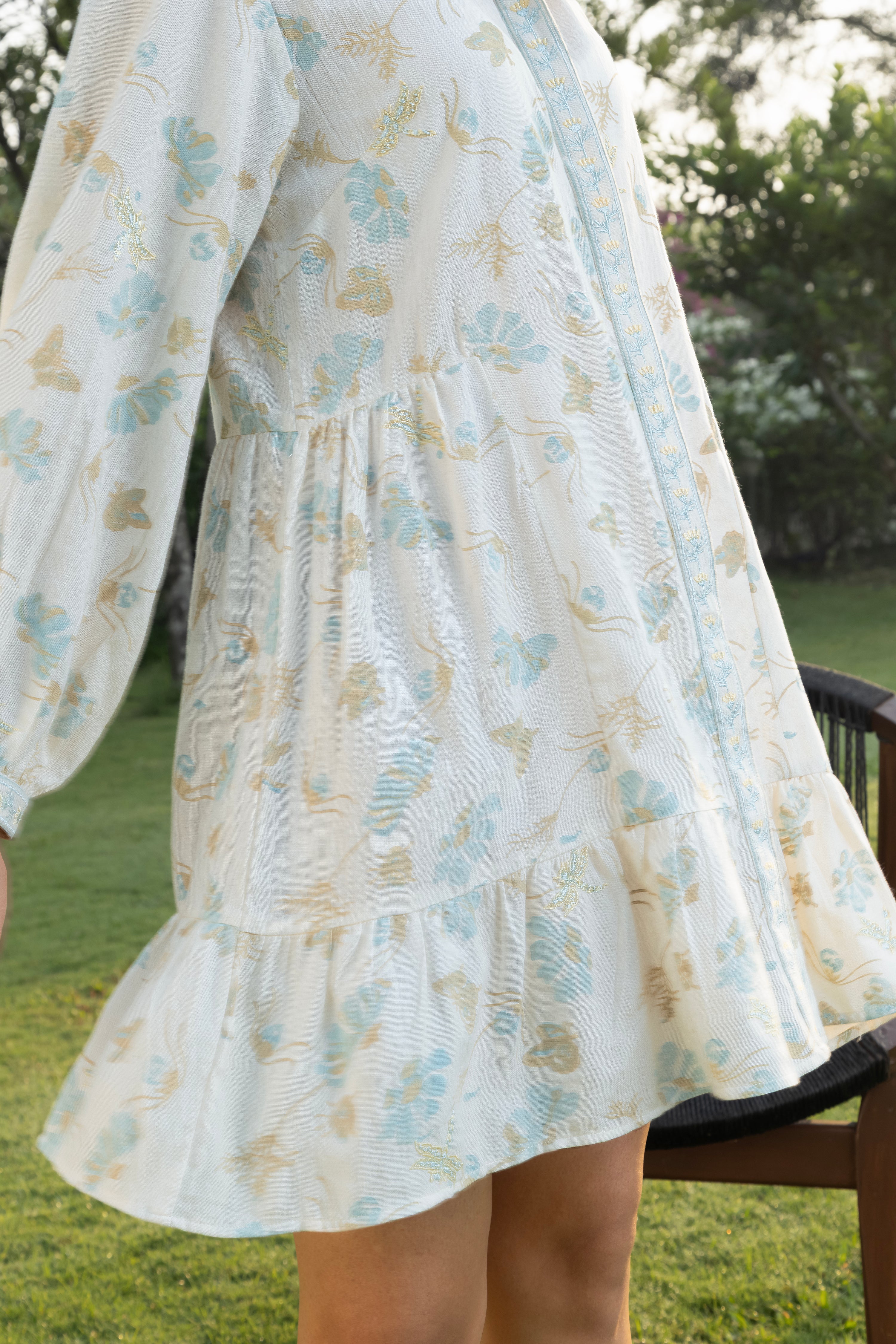 Floral Print Mini Shirt Dress by Kamakhyaa India with Cosmos by Akashi Clothing, Internal Tags Missing at Kamakhyaa India for sustainable fashion