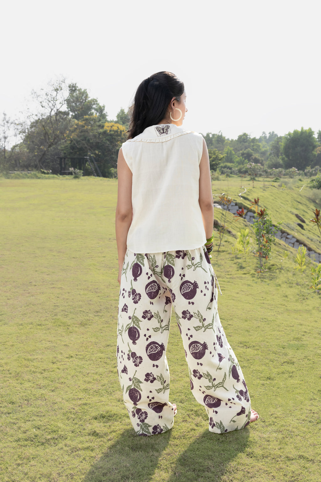 Patchwork Embroidered Top with Peter Pan Collar by Akashi Clothing with Cosmos by Akashi Clothing, Internal Tags Missing at Kamakhyaa India for sustainable fashion