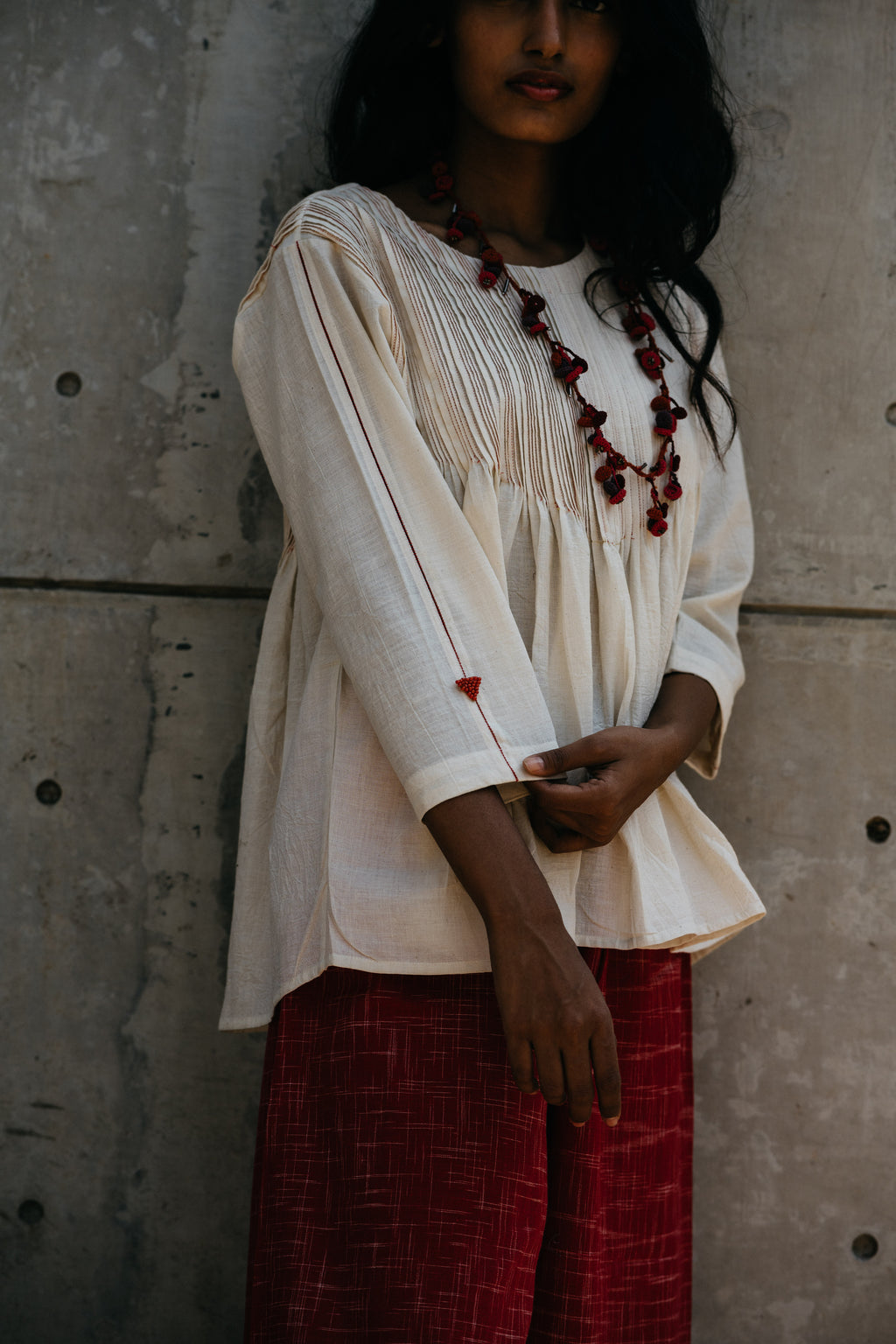 White Casual Wear Tunic Top by Araayeh with Artisan Made, Casual Wear, Handwoven Cotton, Relaxed Fit, Solids, Tunic Tops, White at Kamakhyaa for sustainable fashion