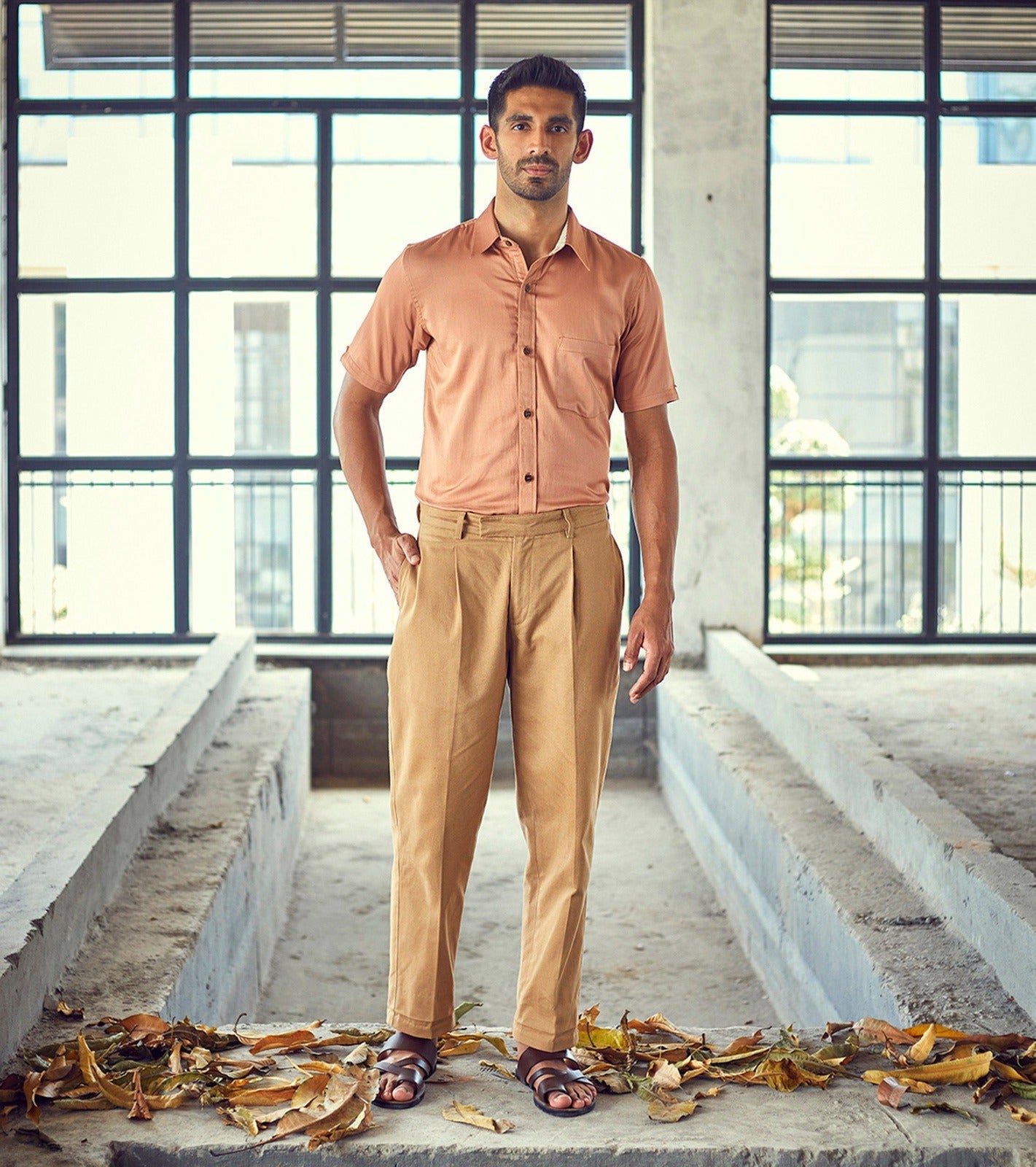 Beige Cotton Mens Trouser at Kamakhyaa by Khara Kapas. This item is Beige, Bottoms, Casual Wear, Cotton, Fitted At Waist, For Him, Mens Bottom, Menswear, Natural, New, Solids, Trousers