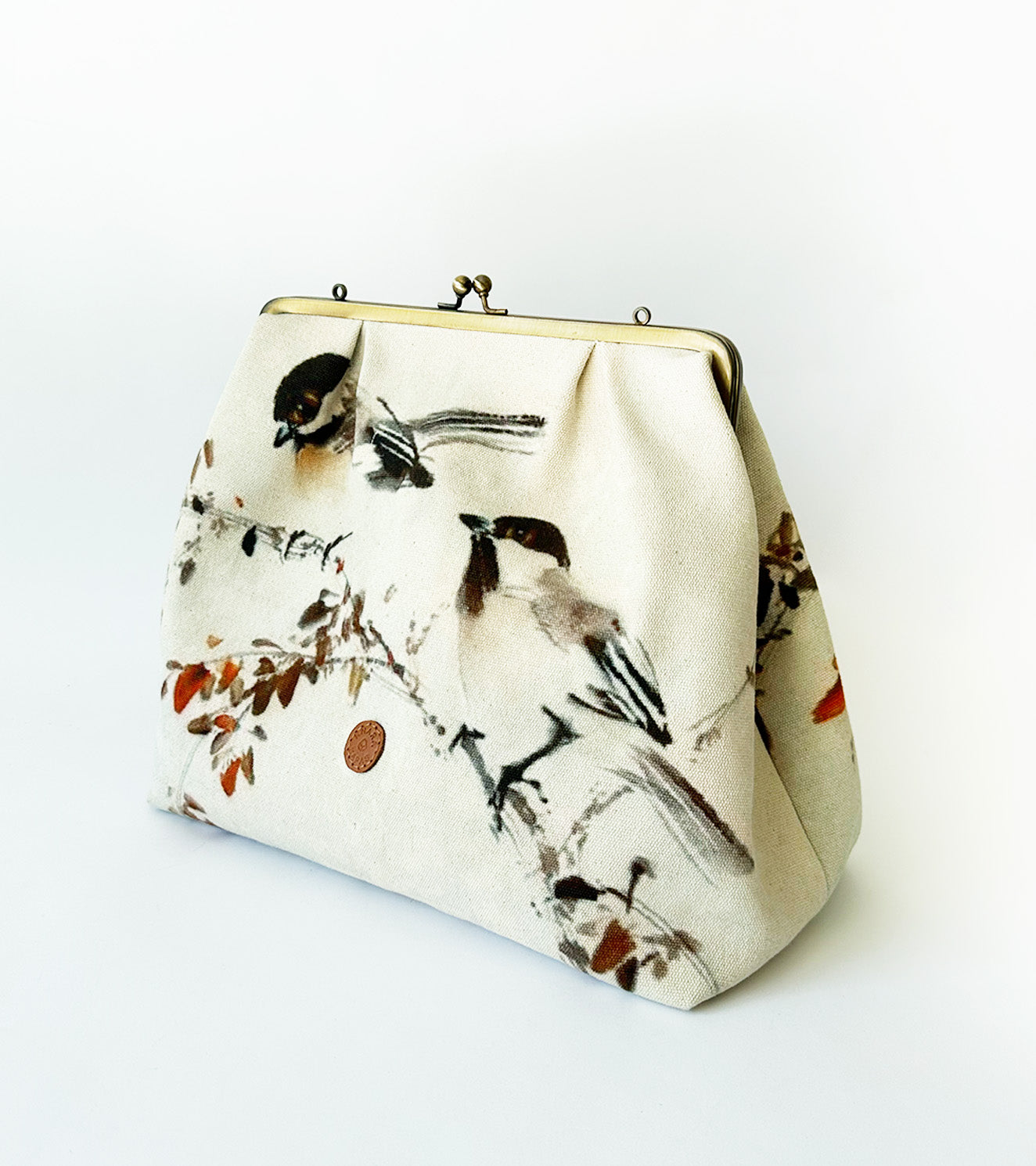 Beige Printed Clutch by Khara Kapas with 100% leather, Ahmisa leather, Bags, handcrafted, handmade, leather at Kamakhyaa for sustainable fashion