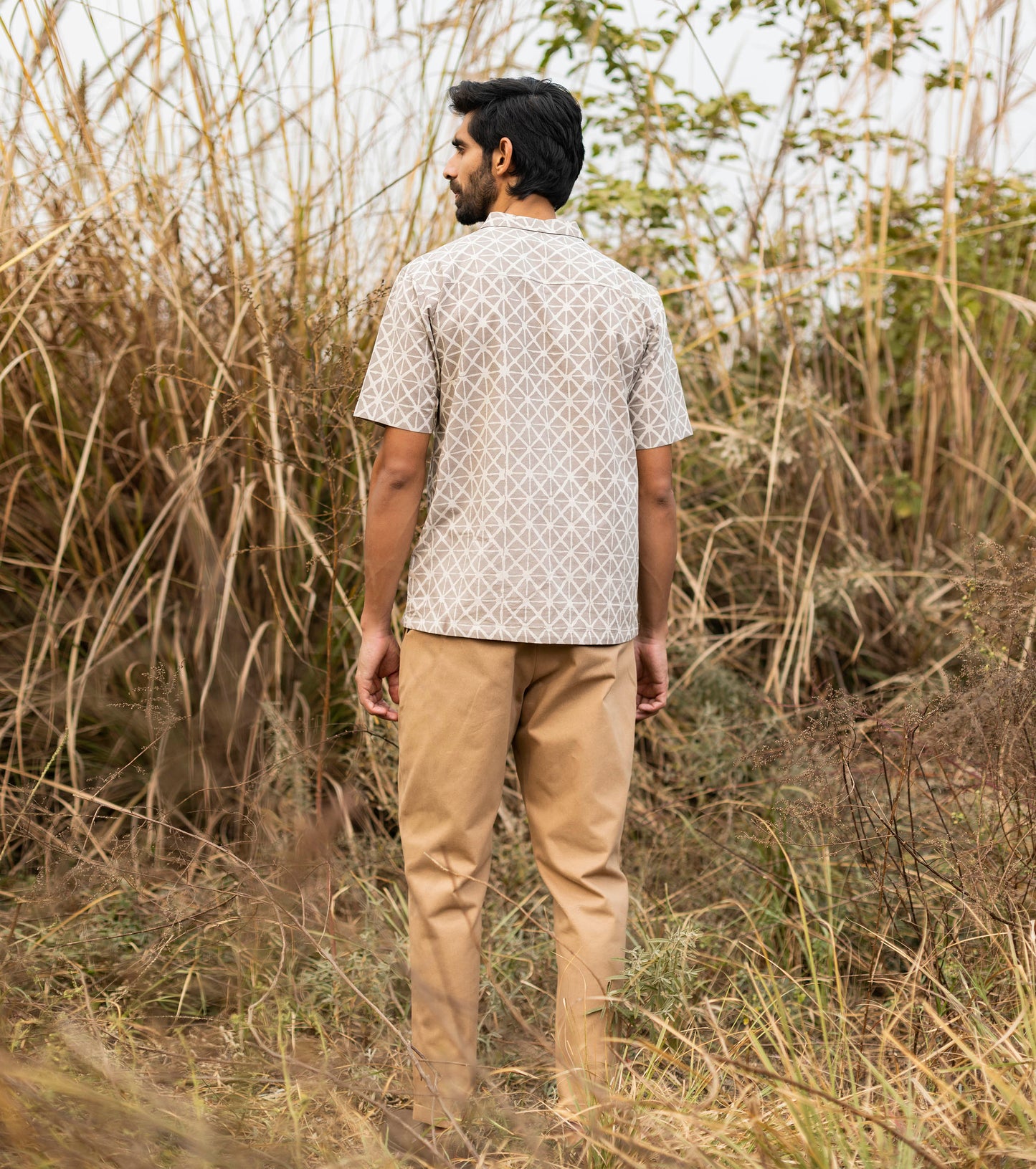 Beige Shirt for Mens by Khara Kapas with Beige, Cotton, For Him, Natural, Ombre & Dyes, Prints, Regular Fit, Resort Wear, Selfsame, Shirts, Tops at Kamakhyaa for sustainable fashion