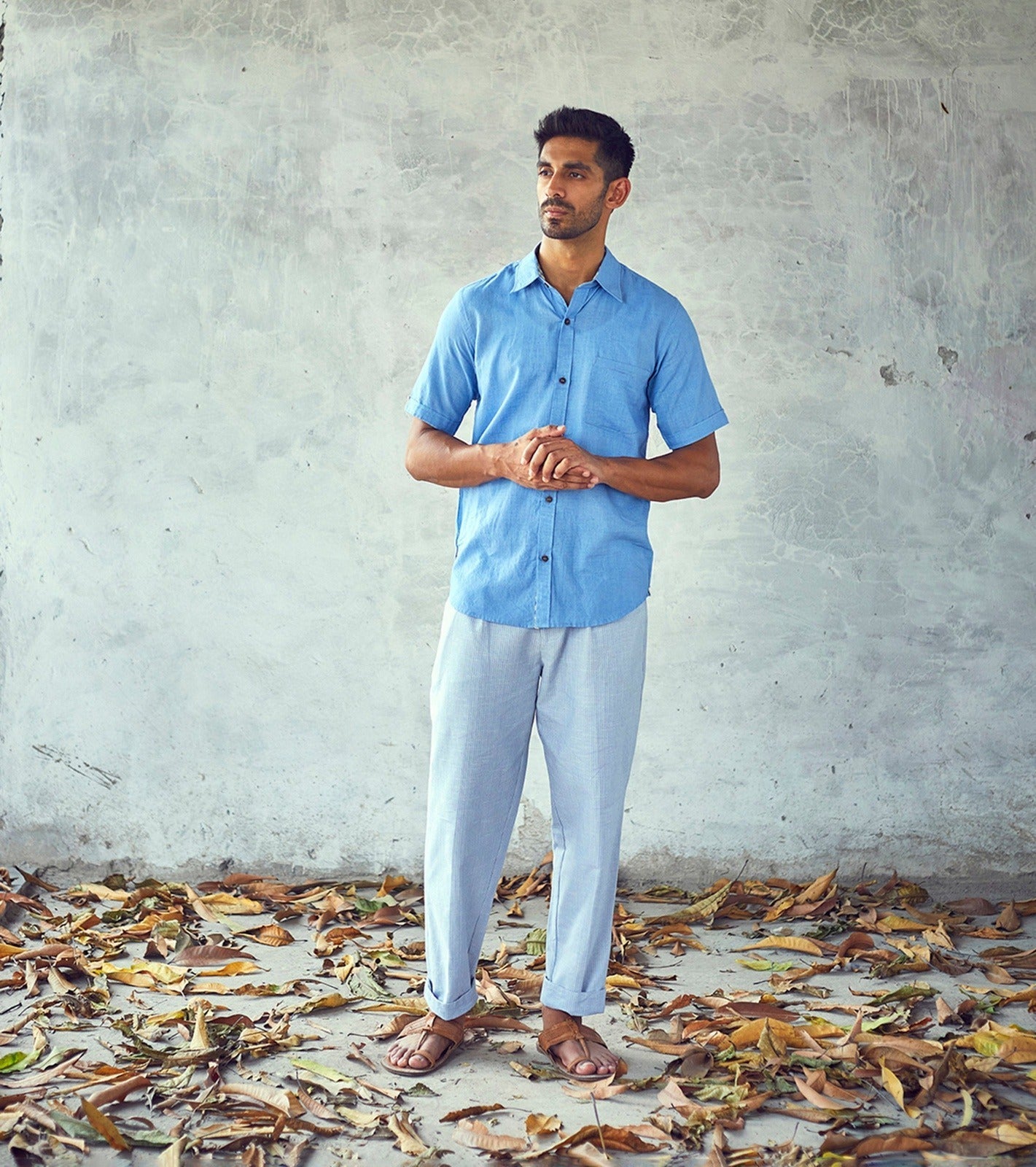 Blue Cotton Casual Mens Shirt by Khara Kapas with Blue, Casual Wear, Cotton, For Father, For Him, Natural, New, Regular Fit, Shirts, Solids, Tops at Kamakhyaa for sustainable fashion