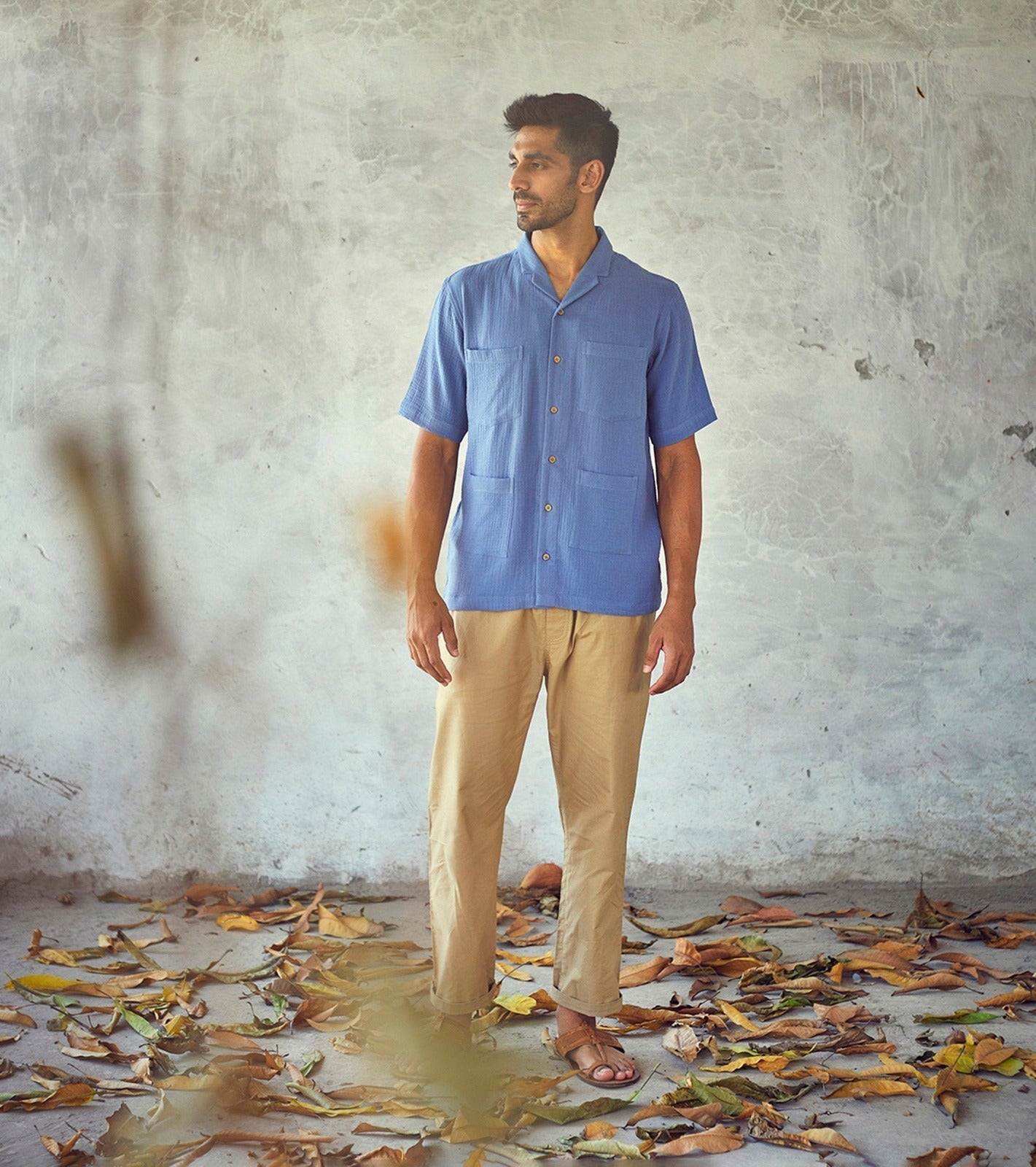 Blue Cotton Mens Shirt by Khara Kapas with Blue, Casual Wear, Cotton, For Father, Natural, New, Regular Fit, Shirts, Solids, Tops at Kamakhyaa for sustainable fashion