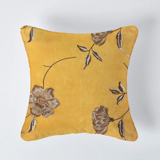 Budding Lily by Aetherea with Beige, Cushion covers, Embroidered, Hand Embroidered, Lily, Metallic, Satin, Sheer, Upcycled at Kamakhyaa for sustainable fashion