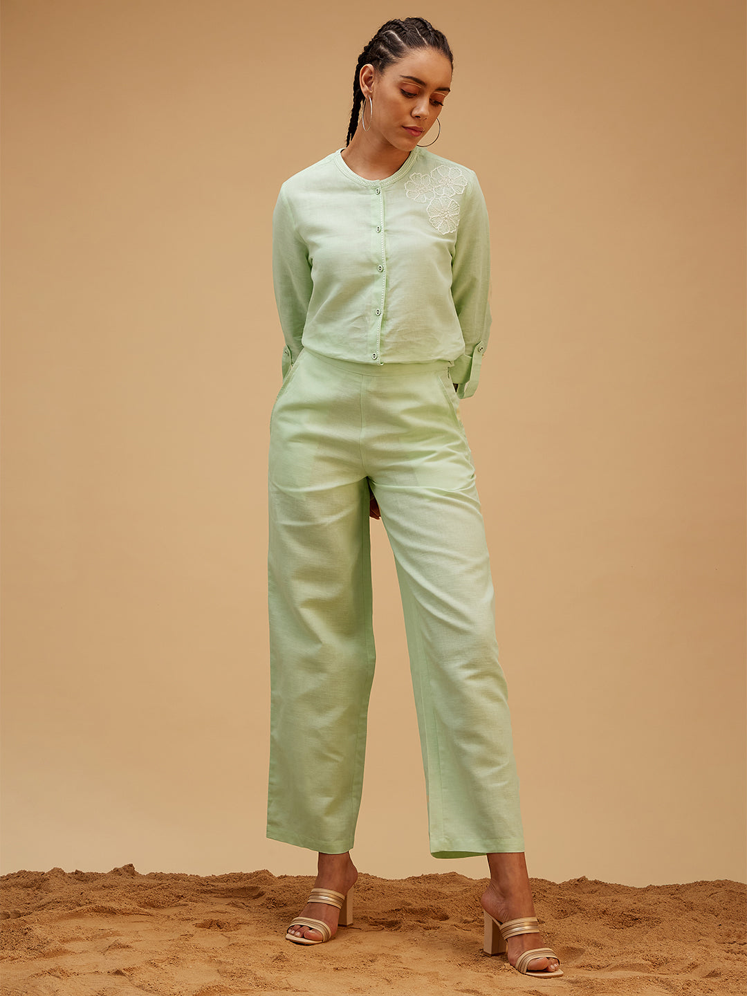 Gracious Green Co-ord Set by Bohobi with Large, Medium, Small, X-Large, X-Small at Kamakhyaa for sustainable fashion