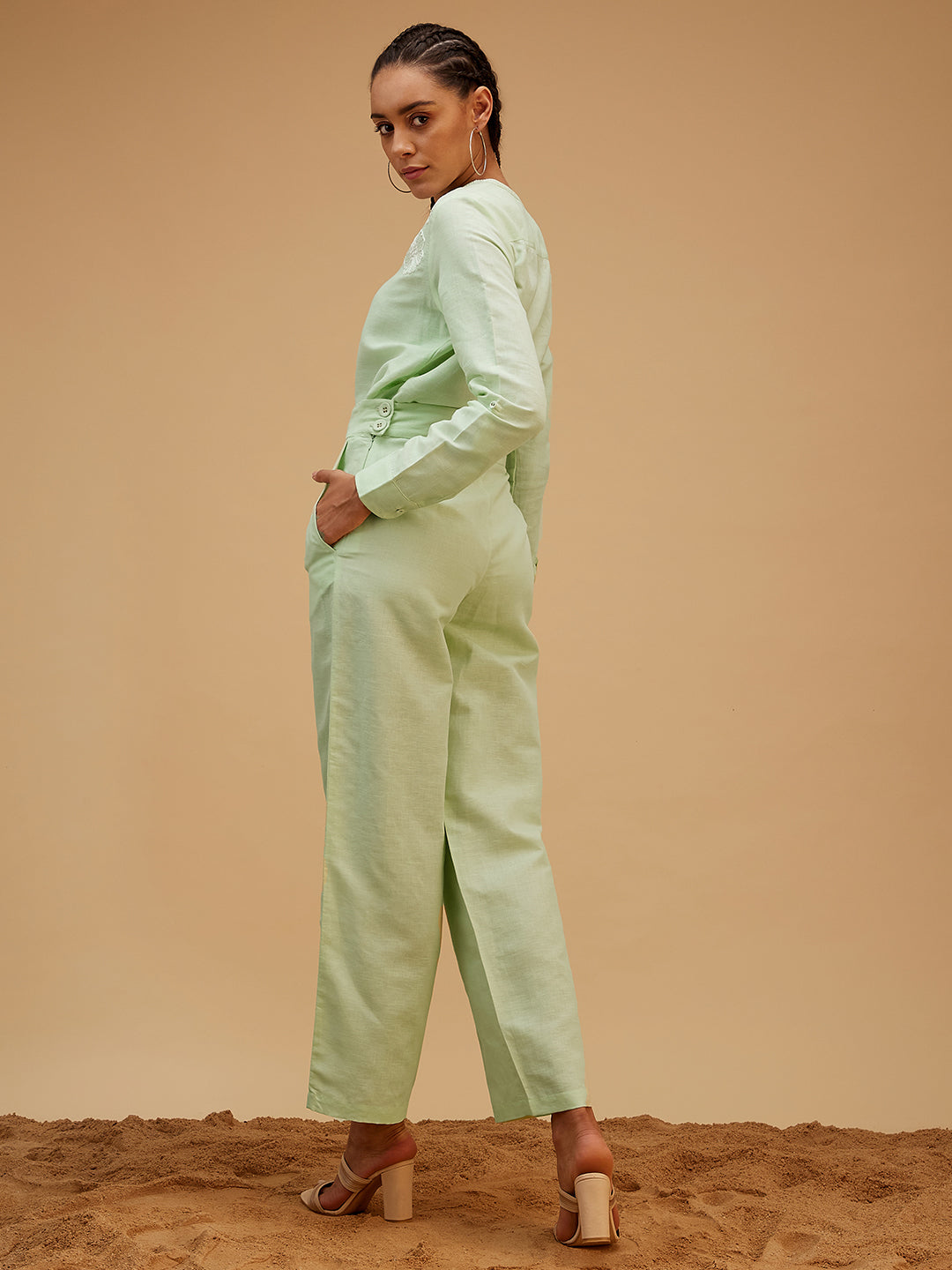 Gracious Green Co-ord Set by Bohobi with Large, Medium, Small, X-Large, X-Small at Kamakhyaa for sustainable fashion