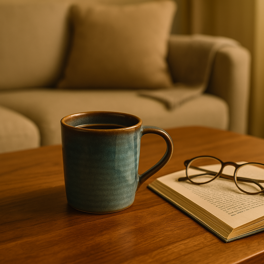 Rustic Stoneware Coffee Mug - Minimalist Handmade Ceramic Coffee Cup by Aetherea World with at Kamakhyaa for sustainable fashion