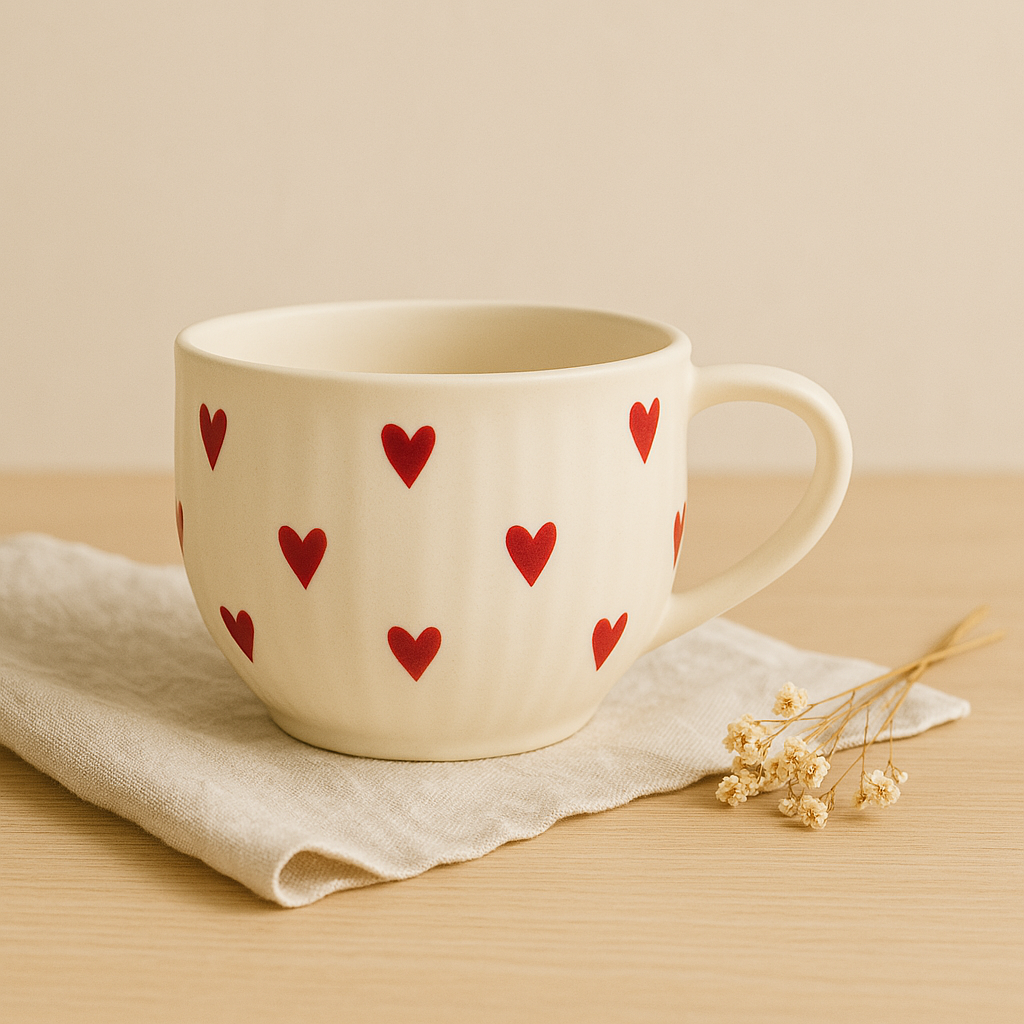 Heartfully Yours – Hand-Painted Ceramic Mug by Aetherea World with at Kamakhyaa for sustainable fashion