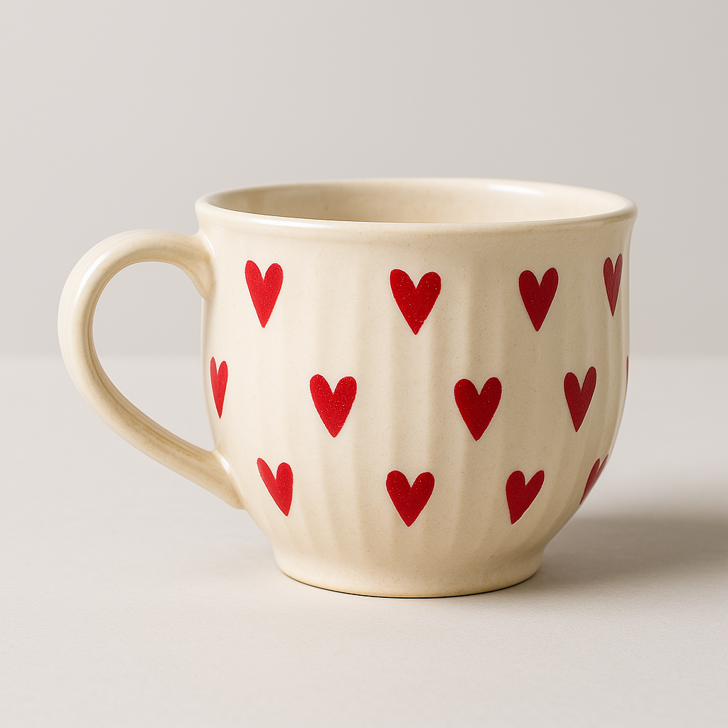 Heartfully Yours – Hand-Painted Ceramic Mug by Aetherea World with at Kamakhyaa for sustainable fashion