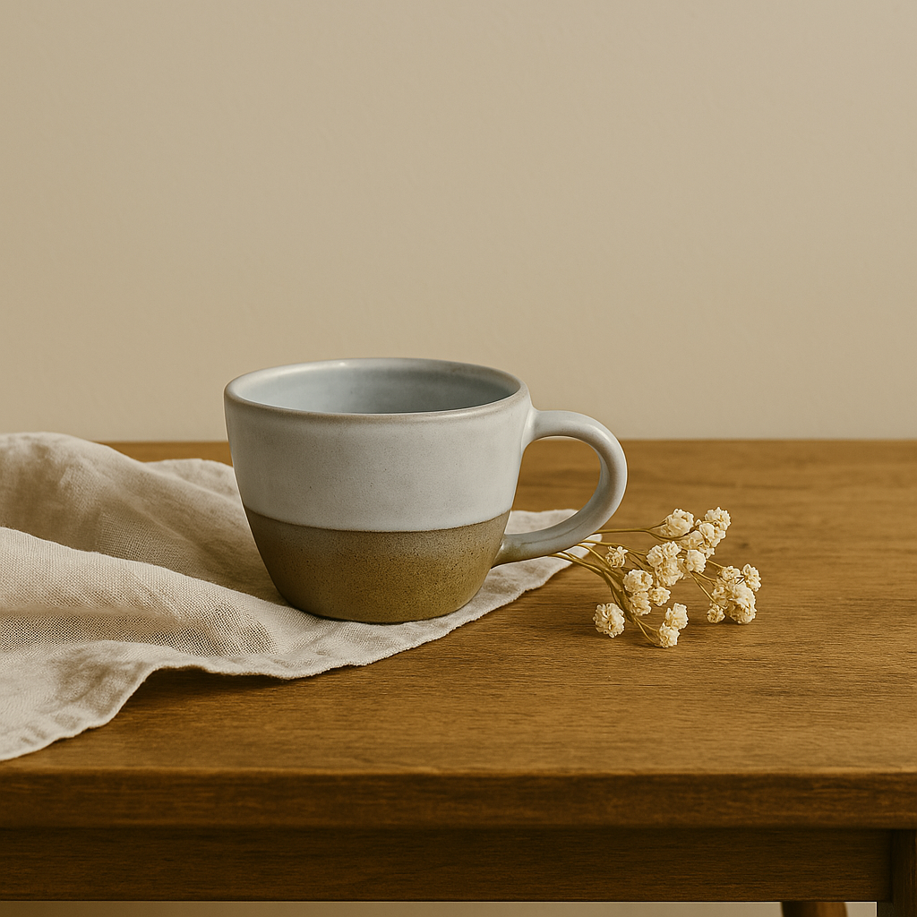 Nordic Claystone Ceramic Cup – Matte Glaze with Natural Sandstone Base by Aetherea World with at Kamakhyaa for sustainable fashion