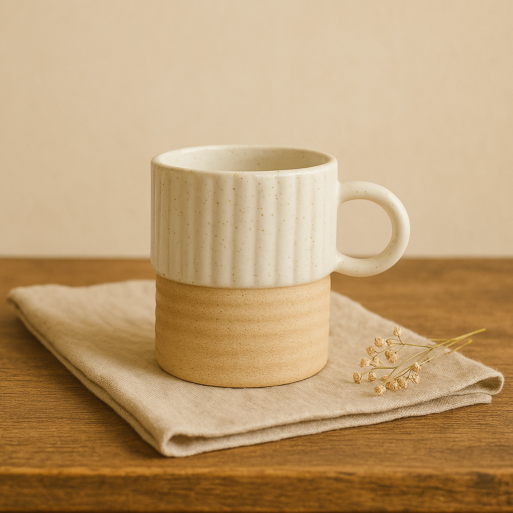 Earth & Ivory – Rustic Stoneware Mug by Aetherea World with at Kamakhyaa for sustainable fashion