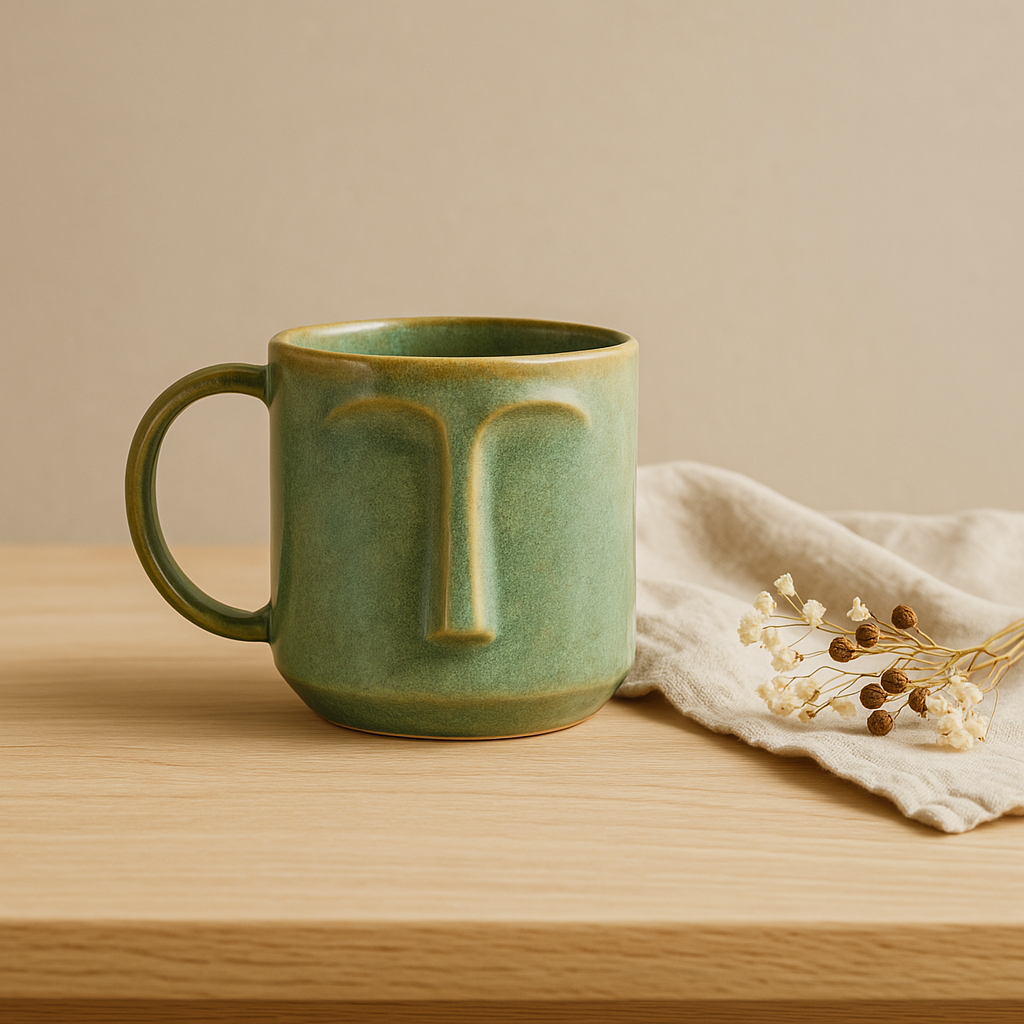 Arto Face Mug – Handmade Ceramic Mug with Abstract Minimalist Design by Aetherea World with at Kamakhyaa for sustainable fashion
