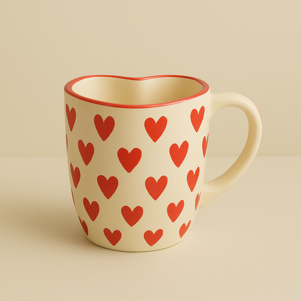 Handmade Love Notes Mug & Dish Set – Heart-Shaped Ceramic Gift Duo by Aetherea World with at Kamakhyaa for sustainable fashion