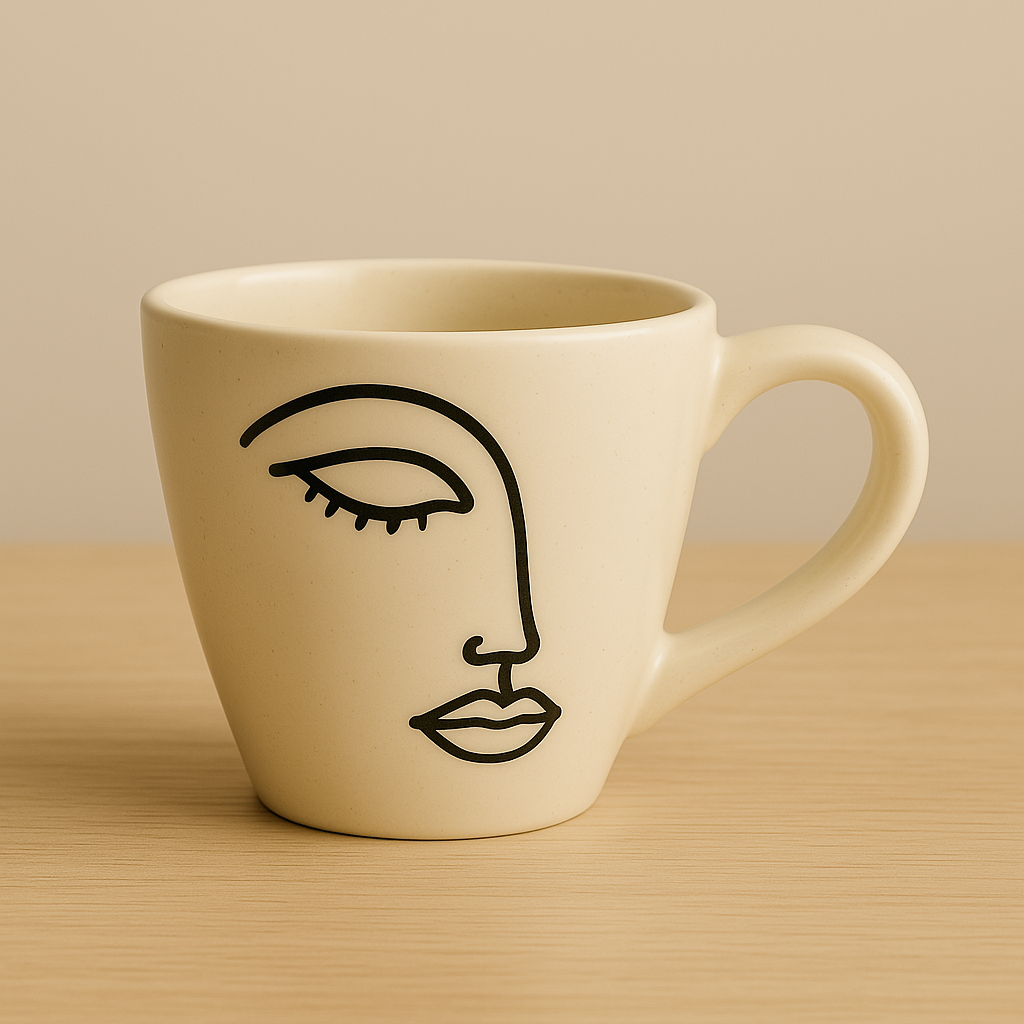 Muse in Clay – Handcrafted Line Art Cup by Aetherea World with at Kamakhyaa for sustainable fashion