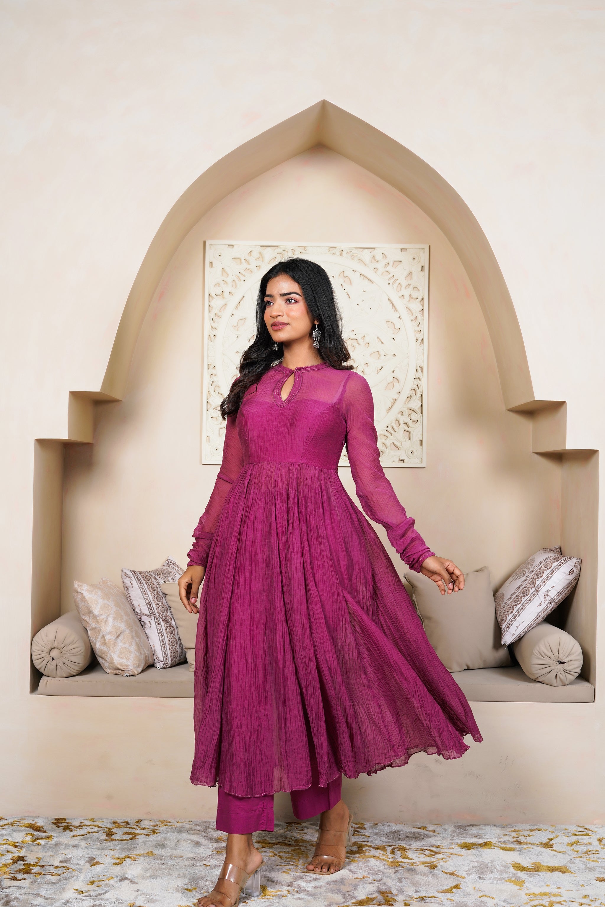 Raspberry Kurta Set by Taro India with Imrie at Kamakhyaa for sustainable fashion