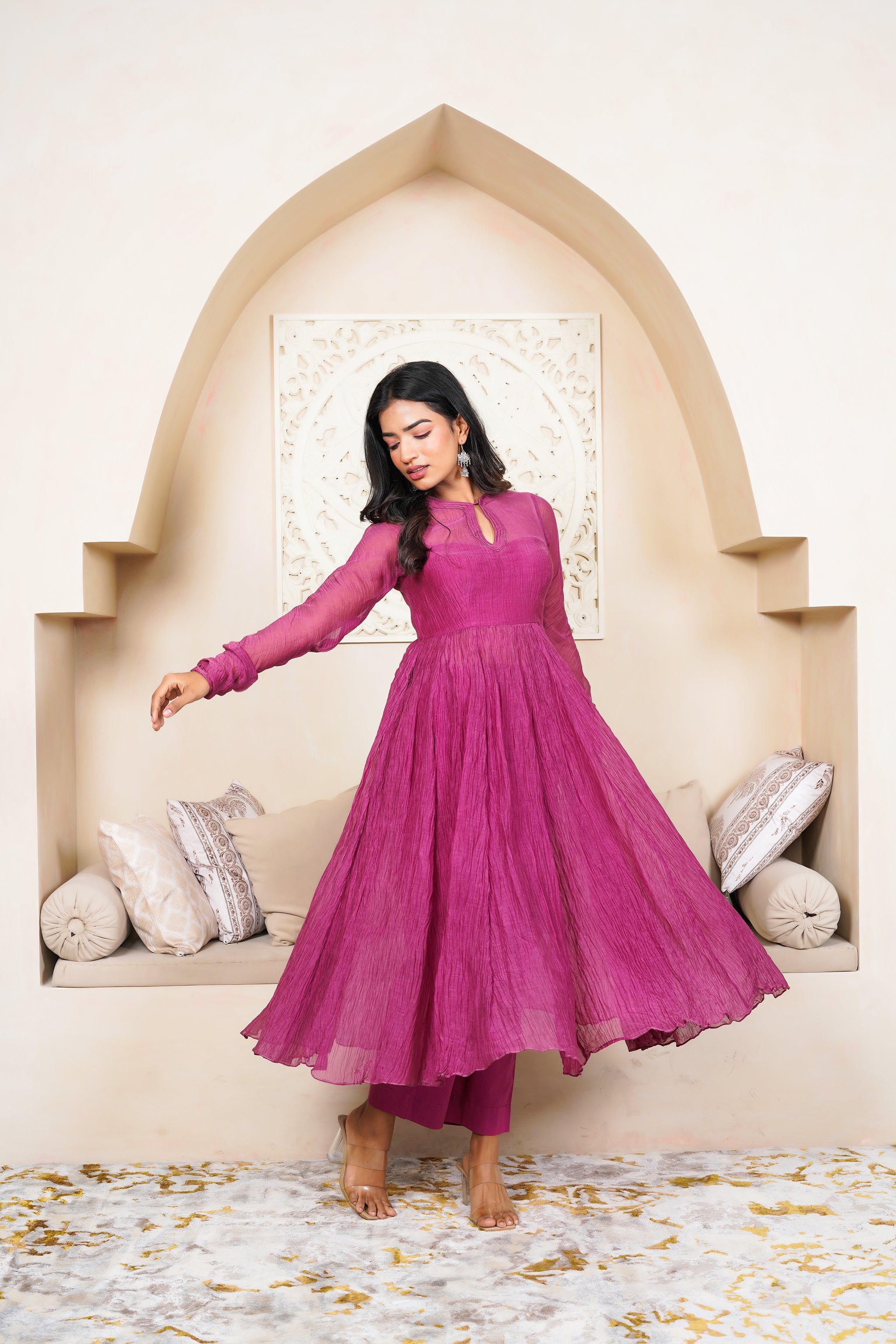 Raspberry Kurta Set by Taro India with Imrie at Kamakhyaa for sustainable fashion