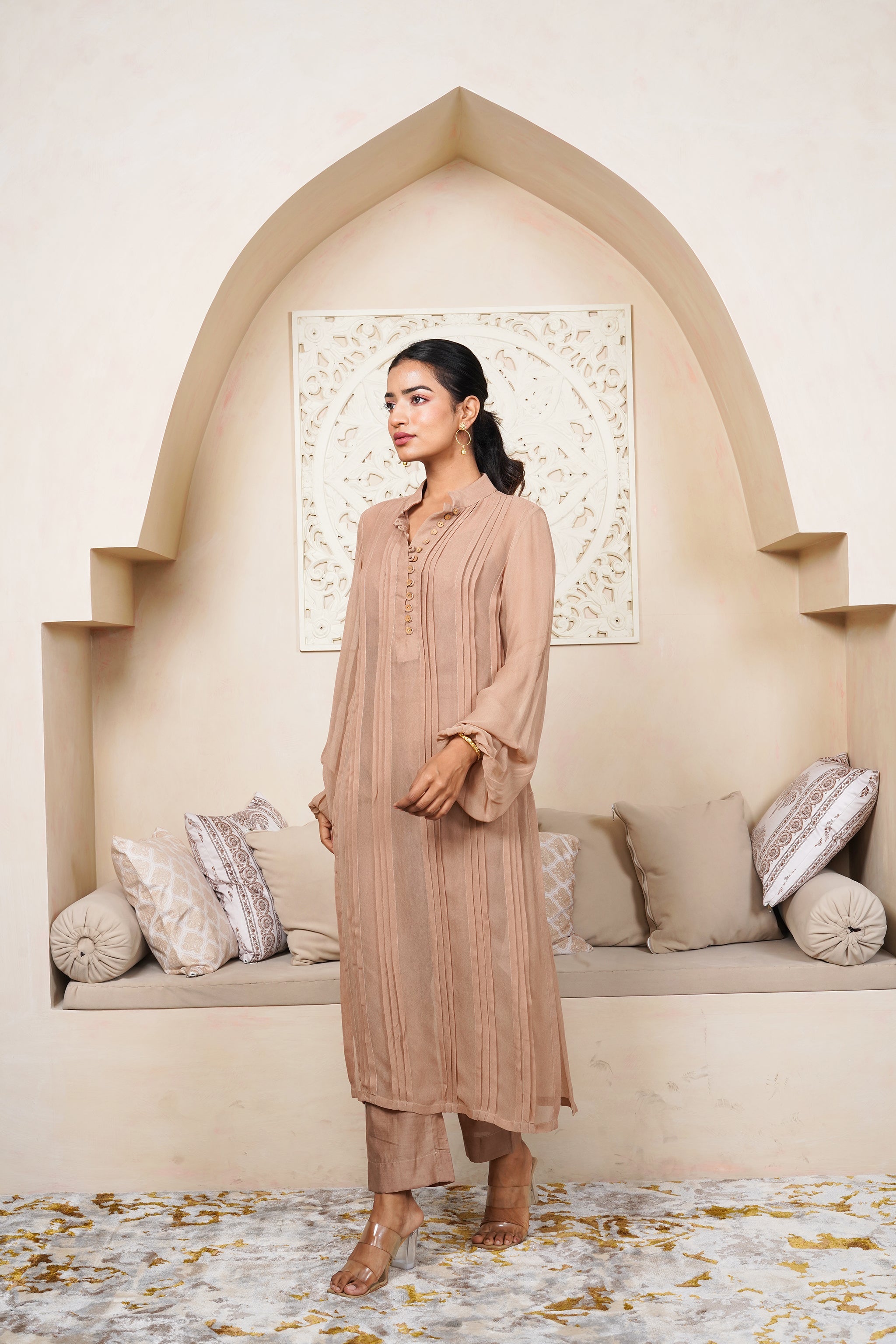 Hazelnut Co-ord Set by Taro India with Imrie at Kamakhyaa for sustainable fashion