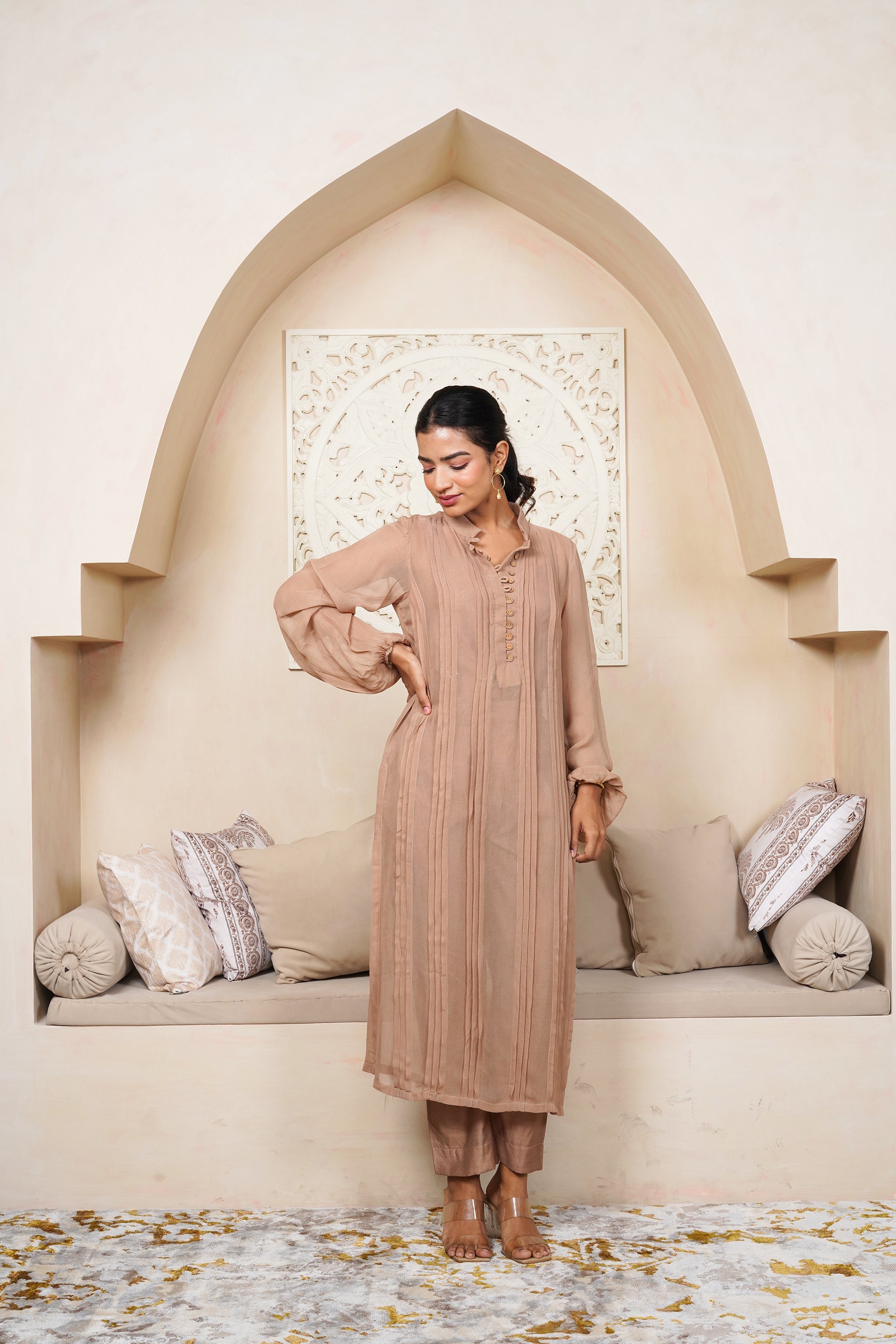 Hazelnut Co-ord Set by Taro India with Imrie at Kamakhyaa for sustainable fashion