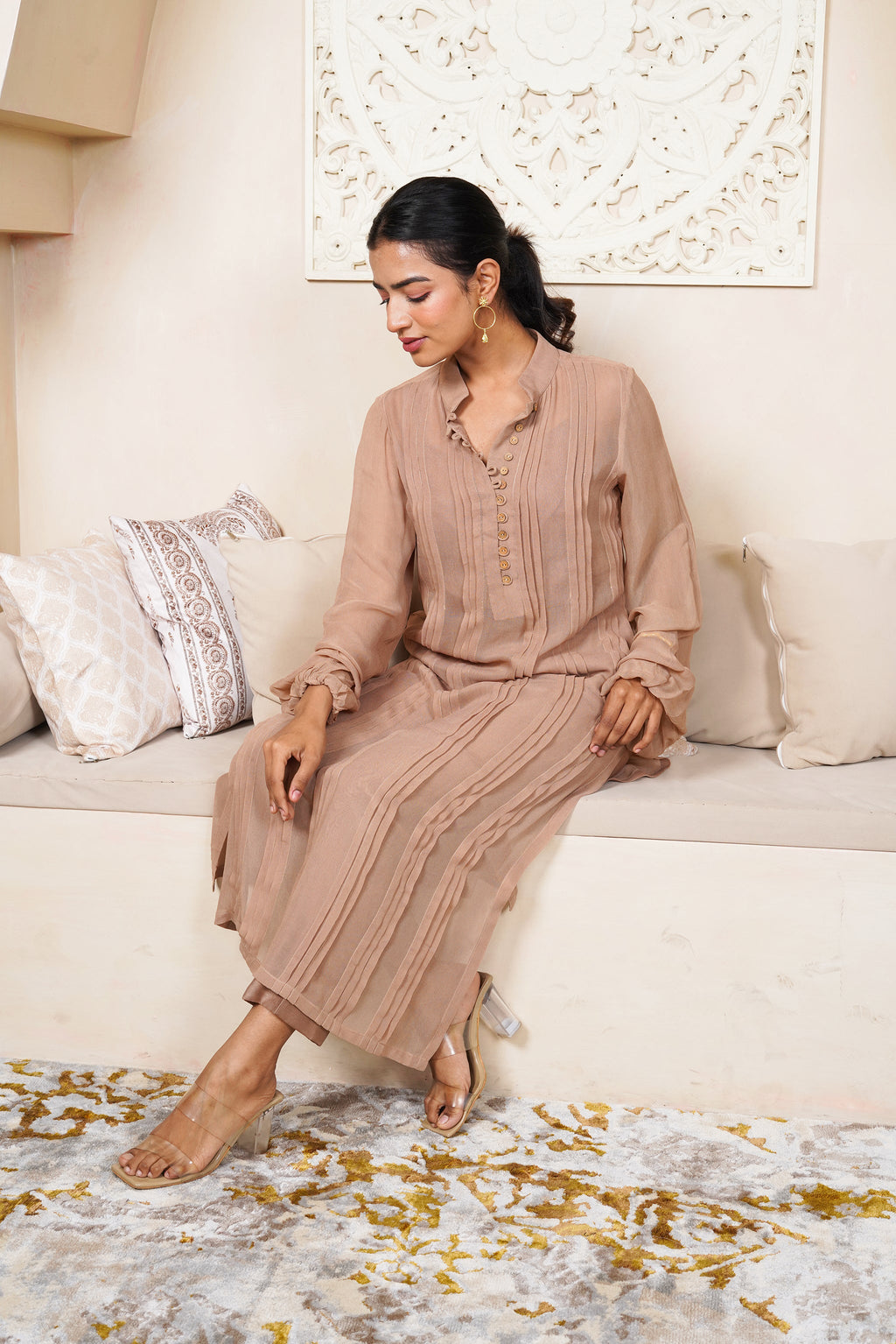 Hazelnut Co-ord Set by Taro India with Imrie at Kamakhyaa for sustainable fashion
