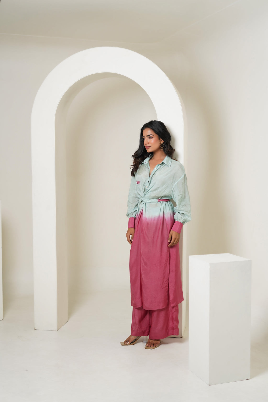 Mint Fuscia Co-ord Set by Taro India with Imrie at Kamakhyaa for sustainable fashion