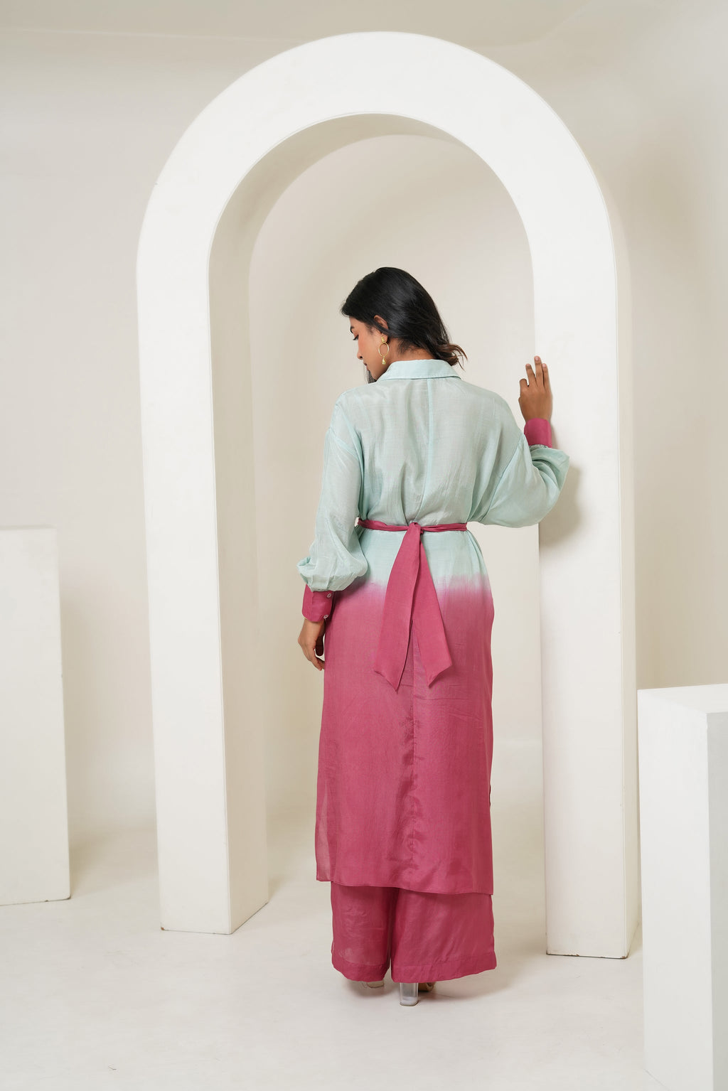 Mint Fuscia Co-ord Set by Taro India with Imrie at Kamakhyaa for sustainable fashion