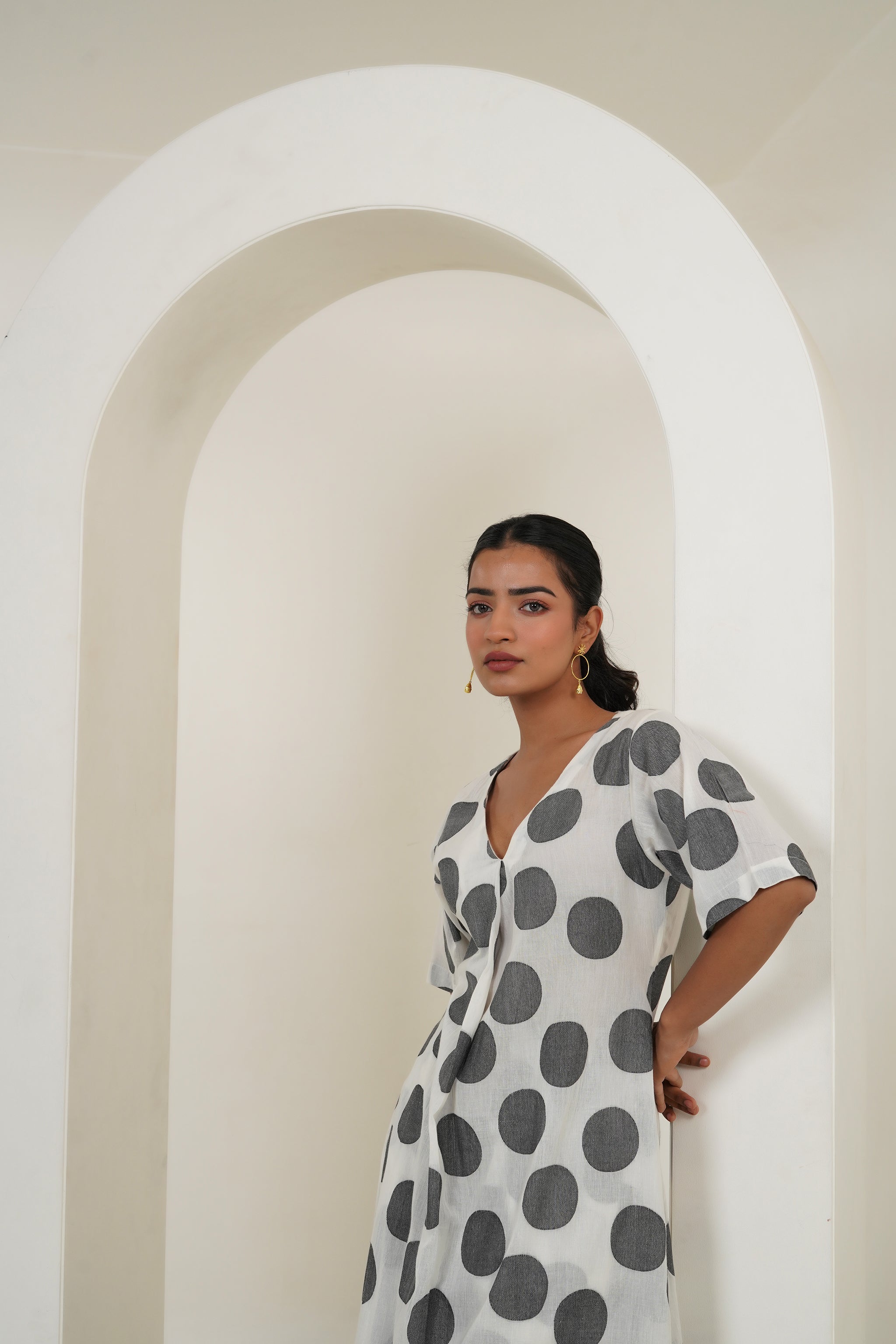 Polka Jamdani Co-ord by Taro India with Imrie at Kamakhyaa for sustainable fashion