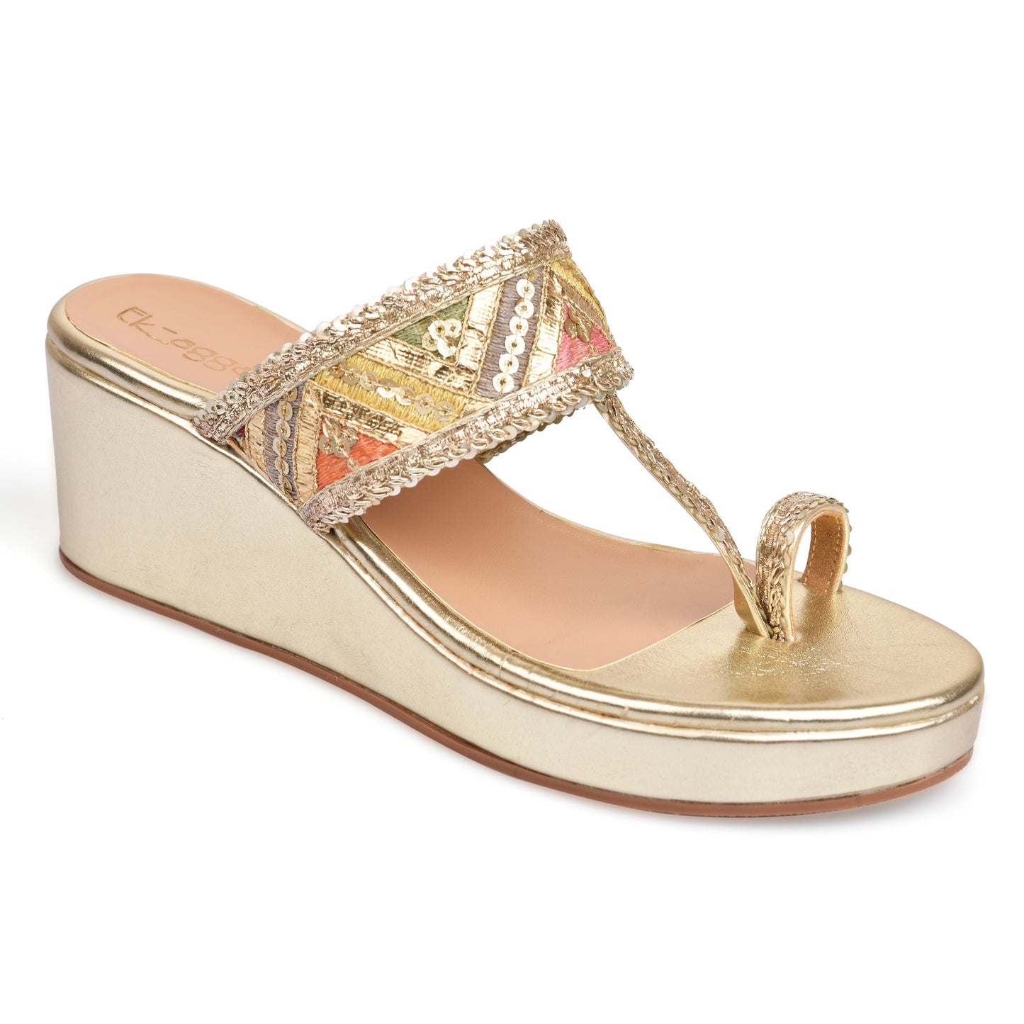 Gold Wedges by Ek Agga with heels, wedges at Kamakhyaa for sustainable fashion