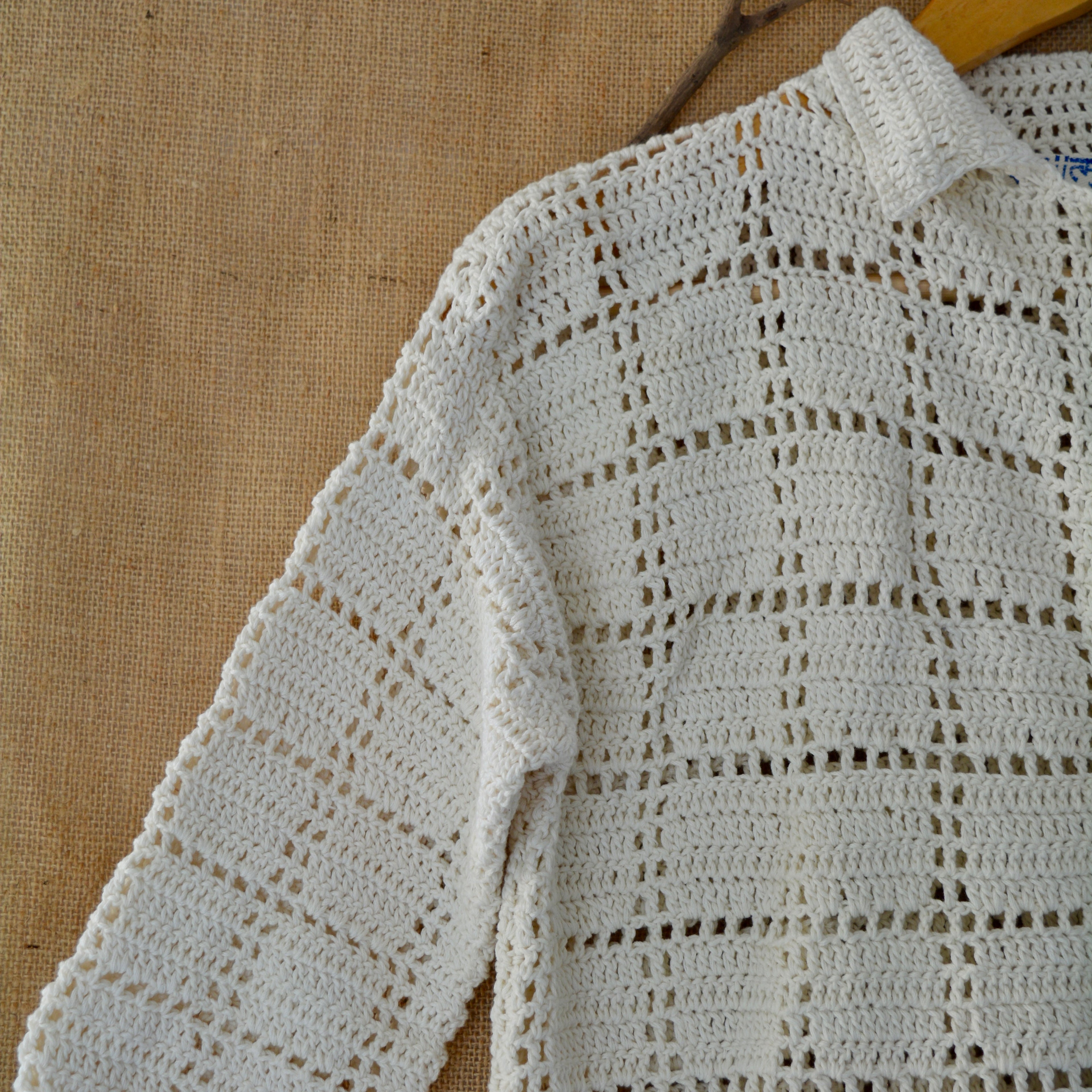 Ivory Grid Crochet Shirt by Ikriit'm with Crochet Apparel at Kamakhyaa for sustainable fashion
