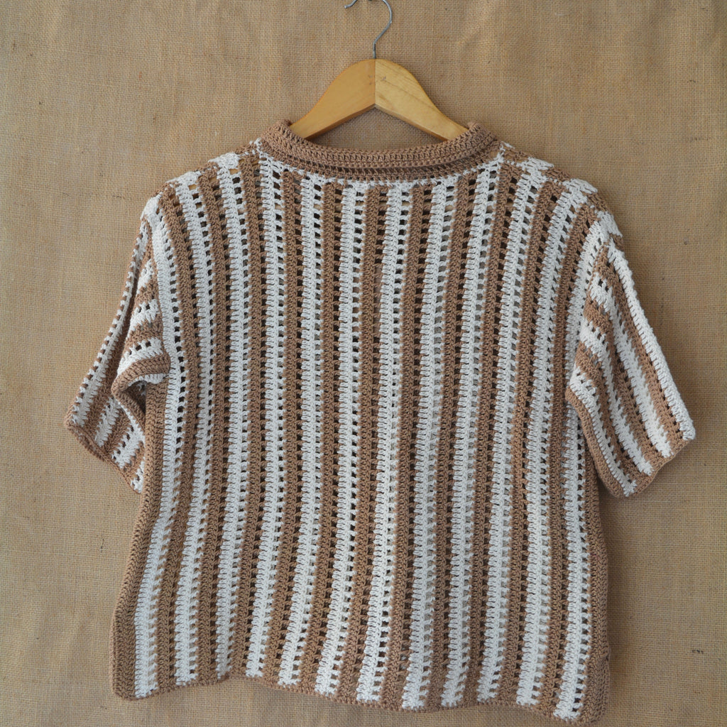 Earth Stripe Crochet Shirt by Ikriit'm with Crochet Apparel at Kamakhyaa for sustainable fashion