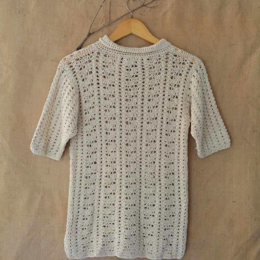 Ecru Loom Lines Crochet Shirt by Ikriit'm with Crochet Apparel at Kamakhyaa for sustainable fashion