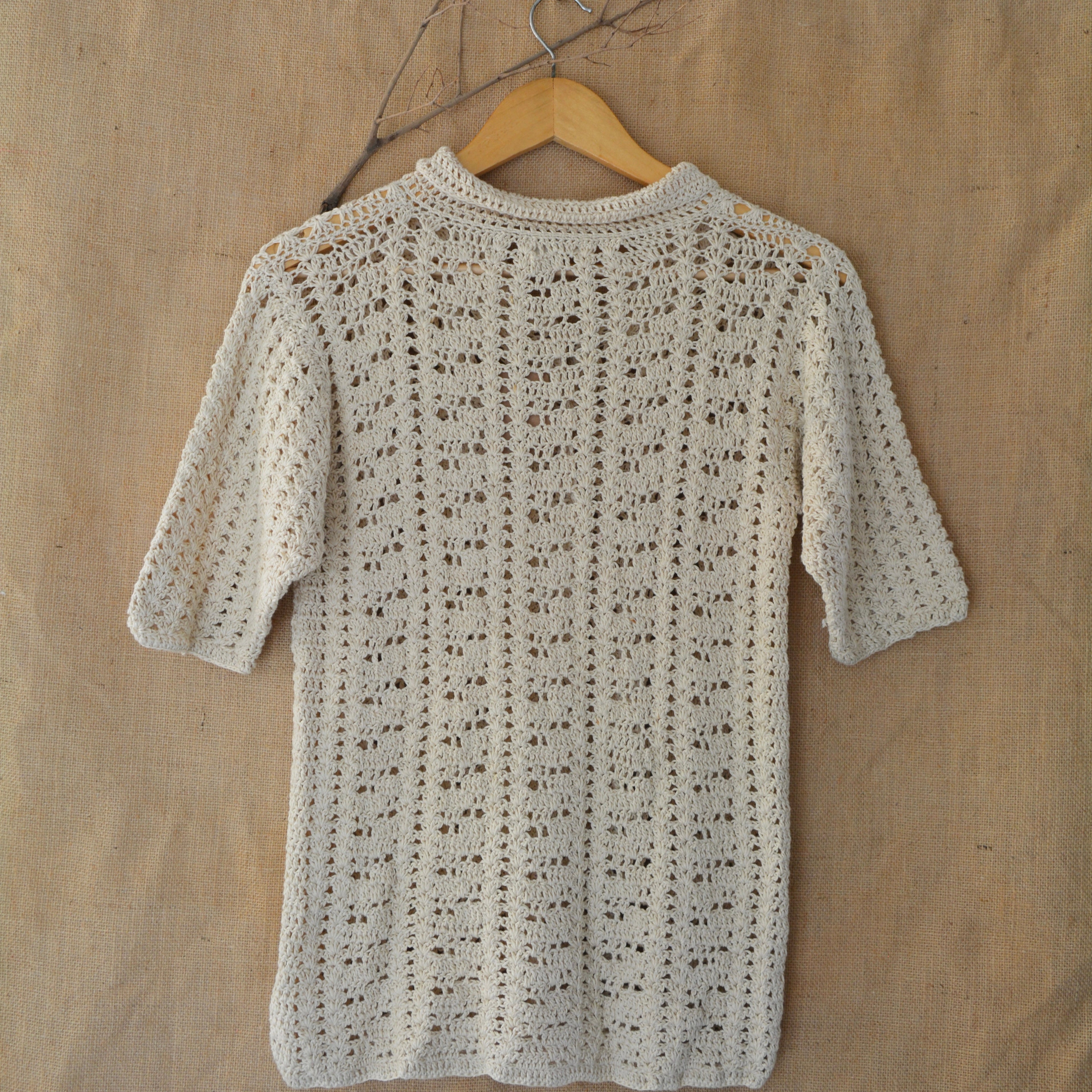 Ecru Loom Lines Crochet Shirt by Ikriit'm with Crochet Apparel at Kamakhyaa for sustainable fashion