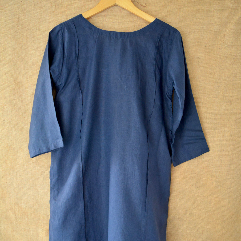 Indigo Bloom Linen Dress by Ikriit'm with Linen at Kamakhyaa for sustainable fashion