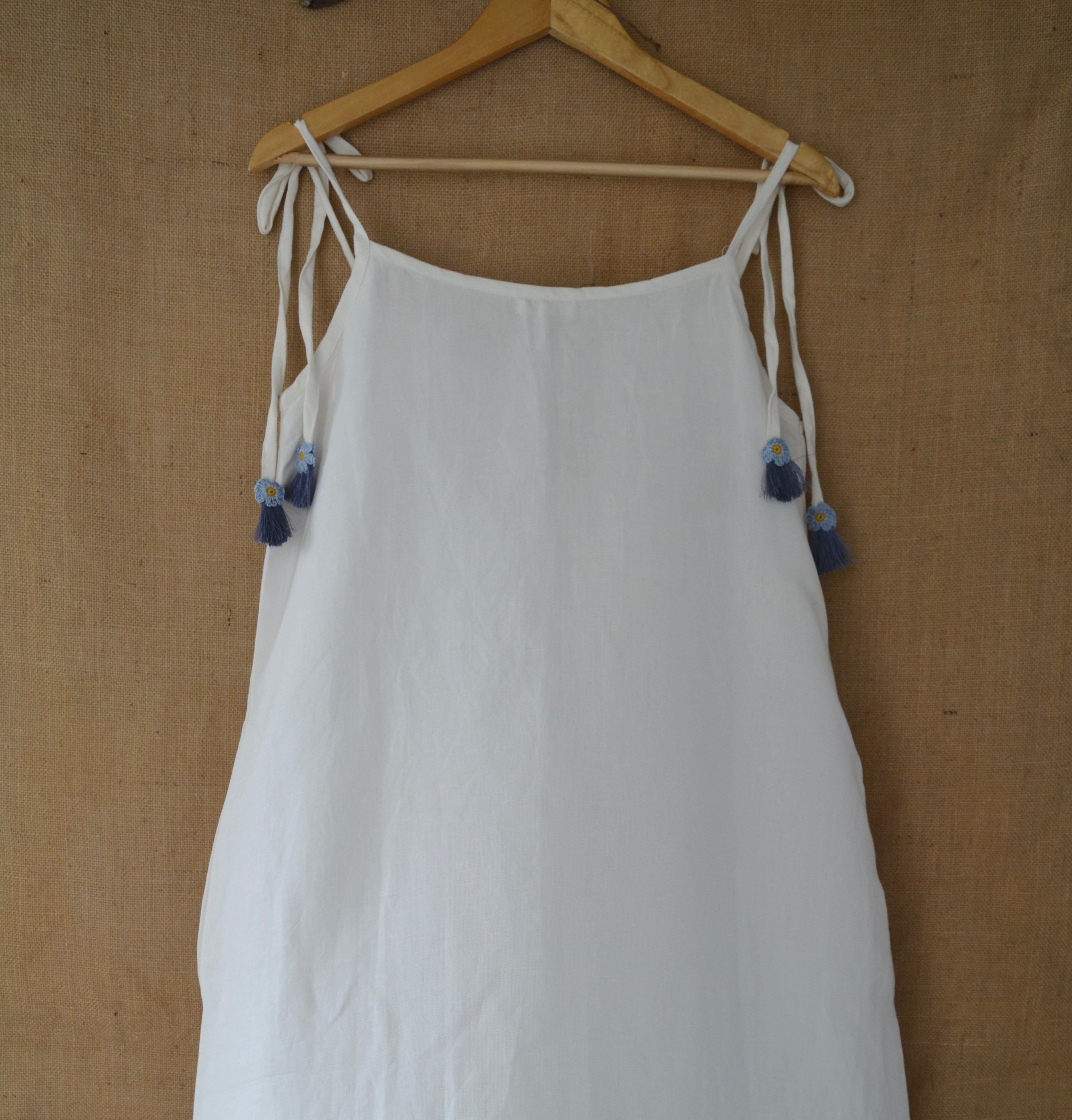 White Flora Linen Dress by Ikriit'm with Linen at Kamakhyaa for sustainable fashion