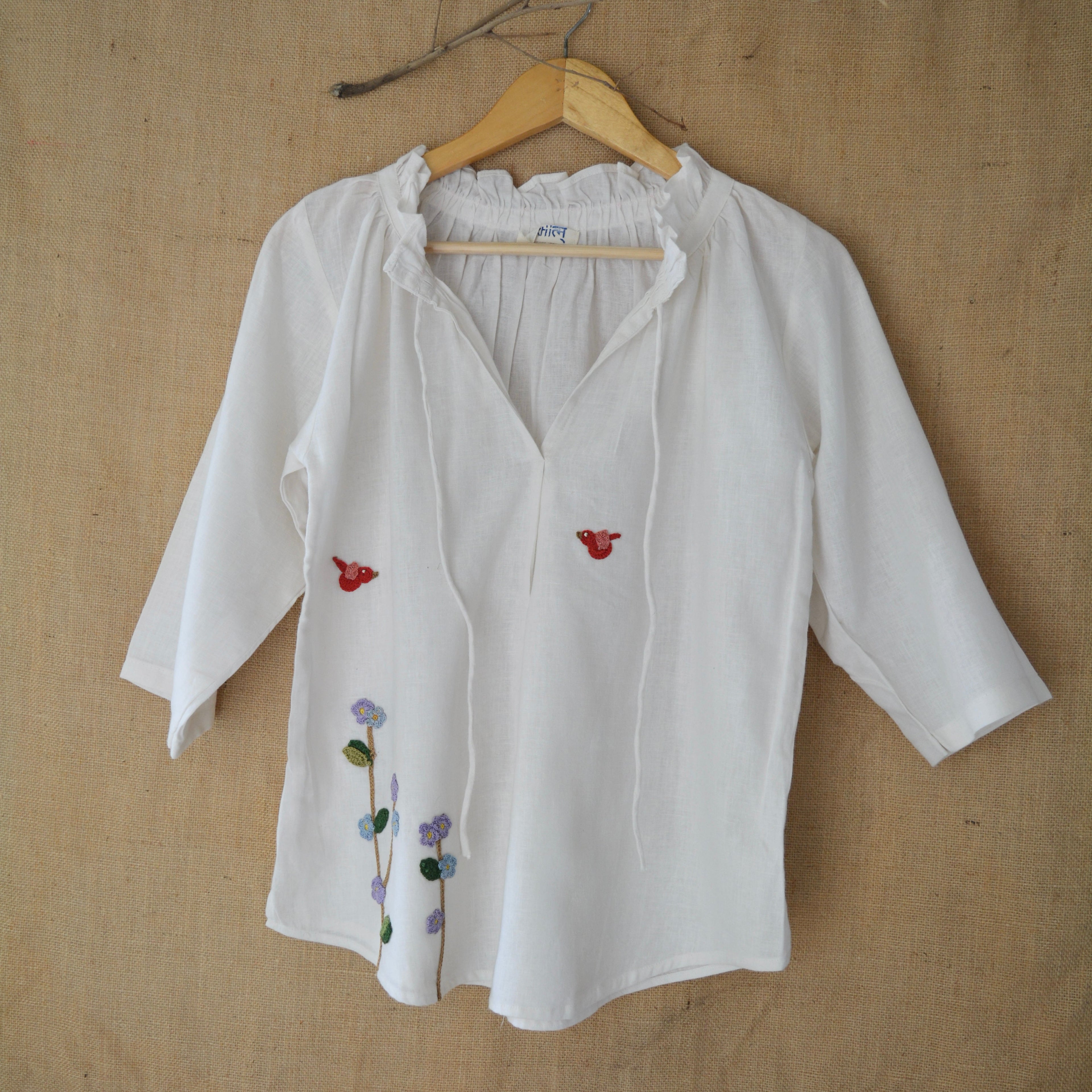 White Serene Stich Linen Top by Ikriit'm with Linen at Kamakhyaa for sustainable fashion