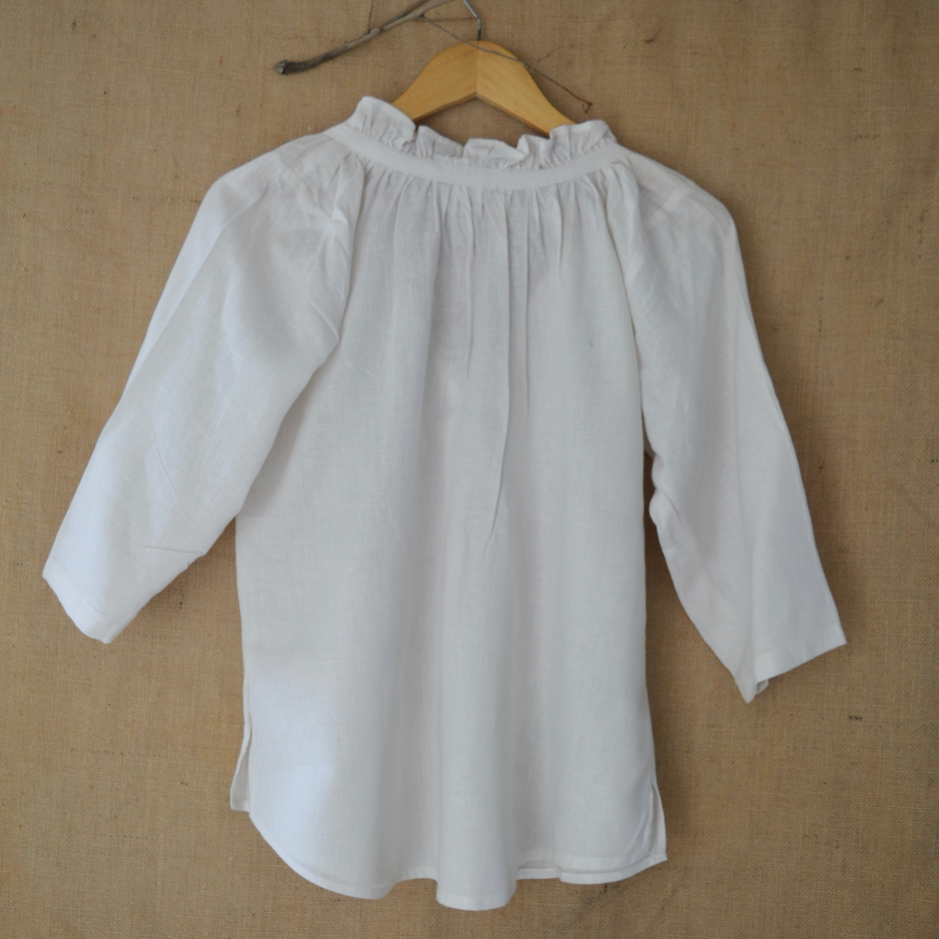 White Serene Stich Linen Top by Ikriit'm with Linen at Kamakhyaa for sustainable fashion
