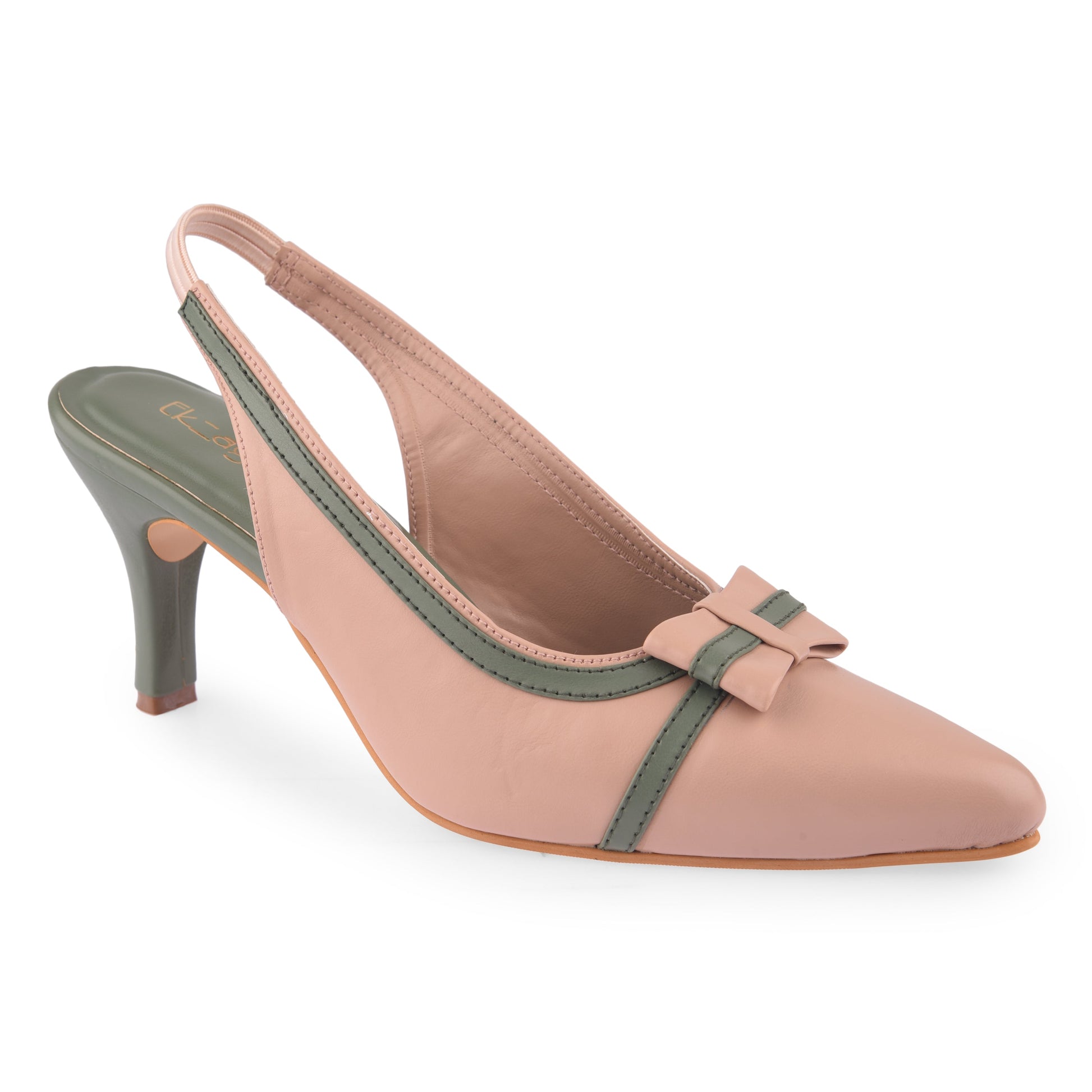 Peach Bow Heels by Ek Agga with Heels at Kamakhyaa for sustainable fashion