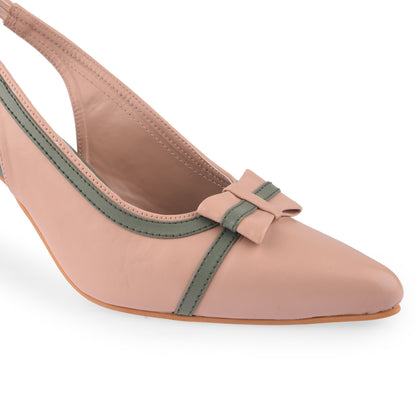 Peach Bow Heels by Ek Agga with Heels at Kamakhyaa for sustainable fashion