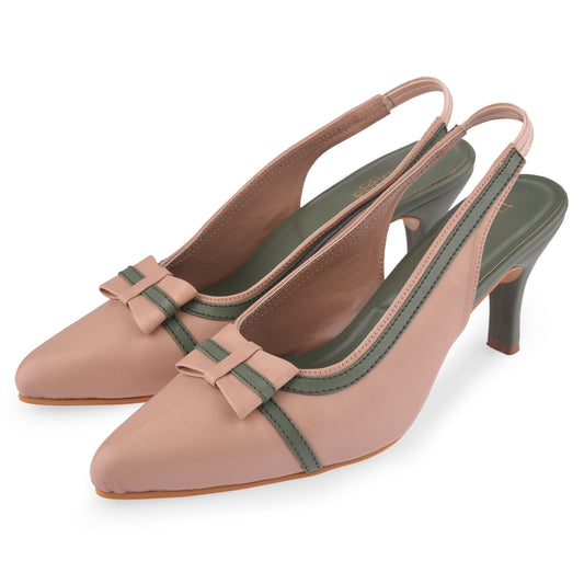 Peach Bow Heels by Ek Agga with Heels at Kamakhyaa for sustainable fashion