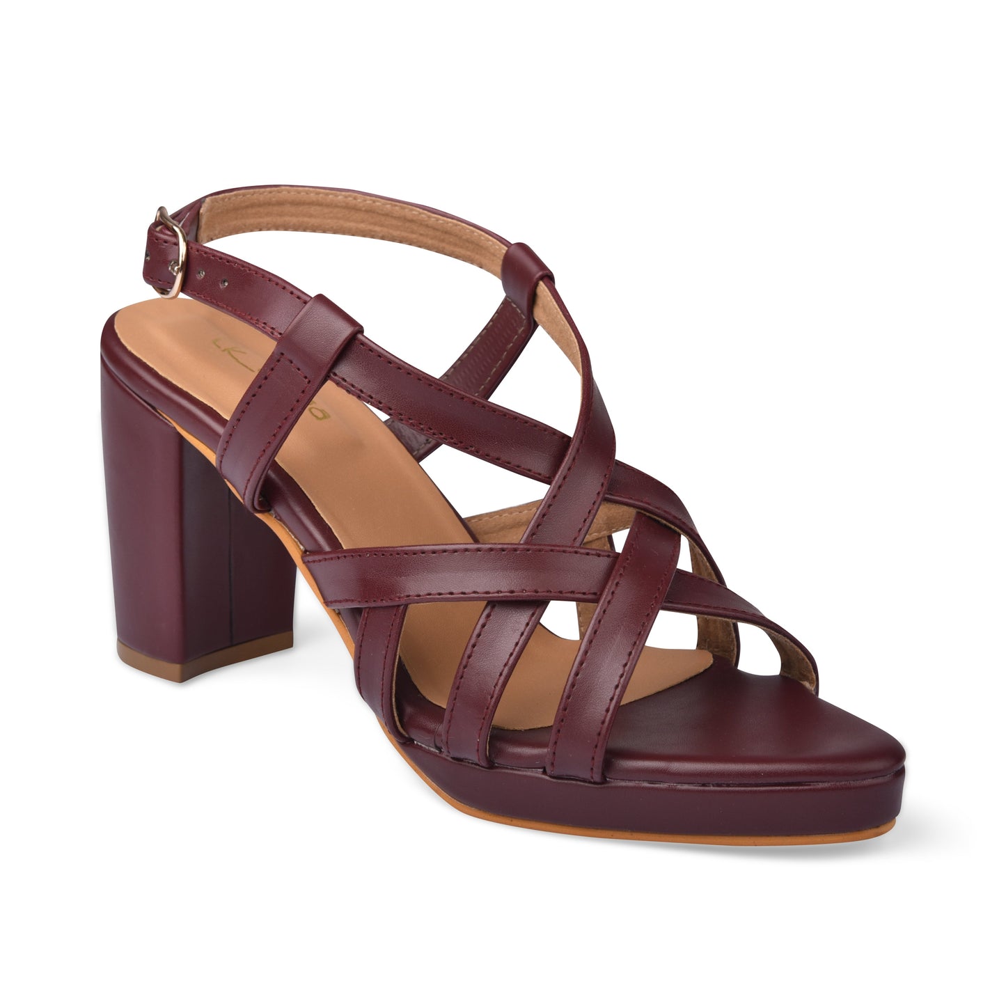 Maroon Cross Strap Heels by Ek Agga with heels, stylish at Kamakhyaa for sustainable fashion