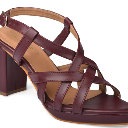 Maroon Cross Strap Heels by Ek Agga with heels, stylish at Kamakhyaa for sustainable fashion