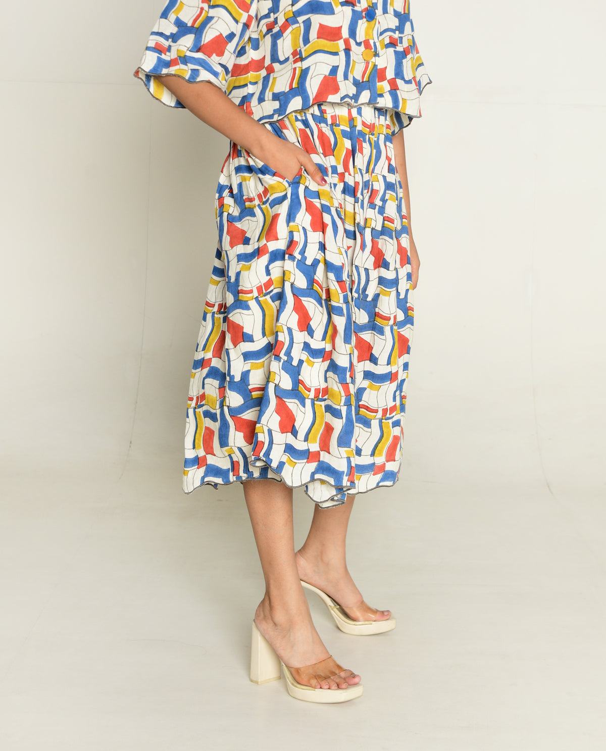 Escher Skirt by Rias Jaipur with Bhram, Casual Wear, Linen Tencil, Linen Tenssil Regular Fit Casual Multicolor Skirts Bhram, Regular Fit at Kamakhyaa for sustainable fashion