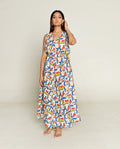 Escher Maxi by Rias Jaipur with Bhram, Casual Wear, Linen Tencil, Linen Tenssil Regular Fit Casual Multicolor Maxi Dresses Bhram, Regular Fit at Kamakhyaa for sustainable fashion