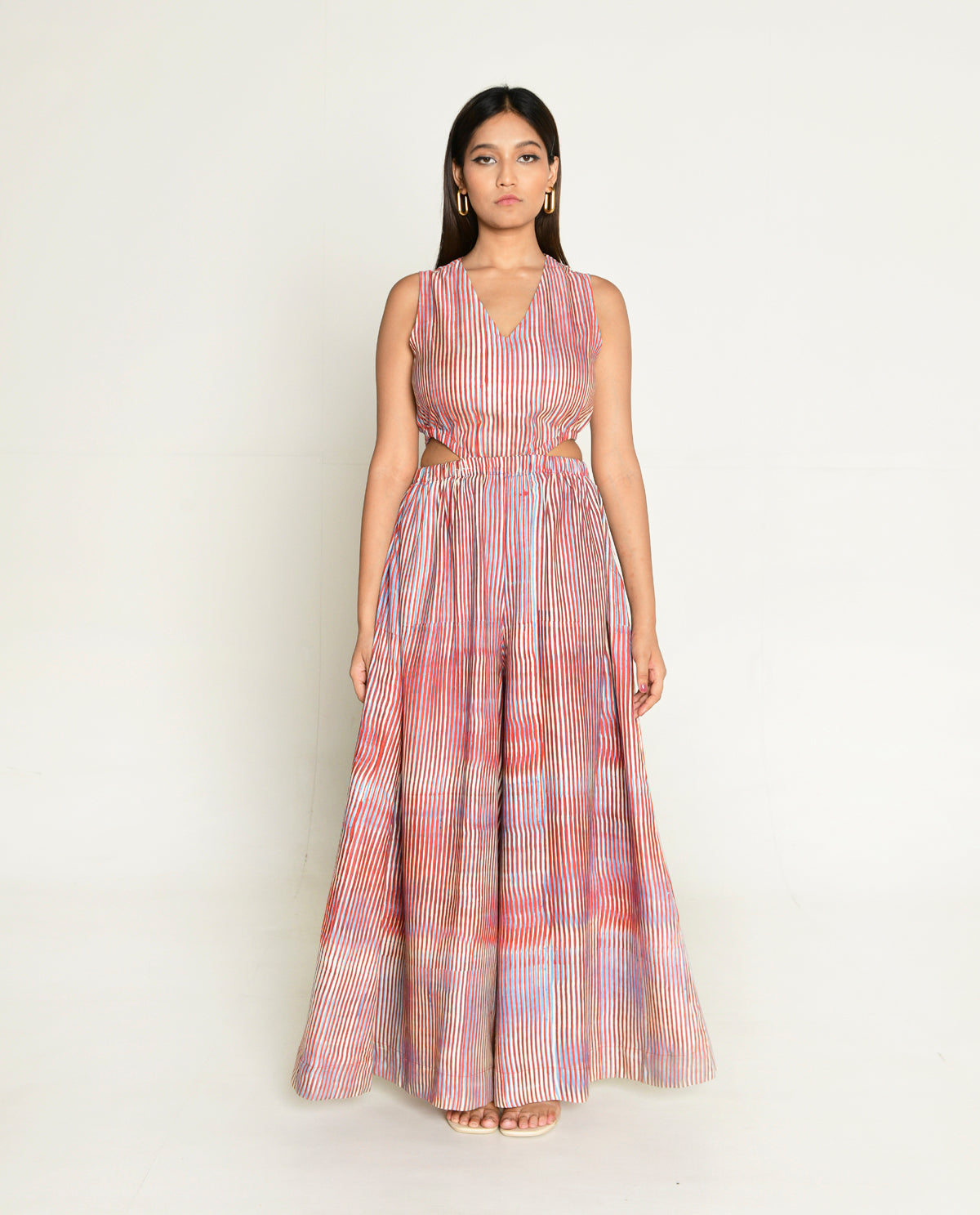 Plosky Cloud Side Cut Jumpsuit by Rias Jaipur with Bhram, Casual Wear, Cotton Bemberg Regular Fit Casual Wear Multicolor Jumpsuits Bhram at Kamakhyaa for sustainable fashion