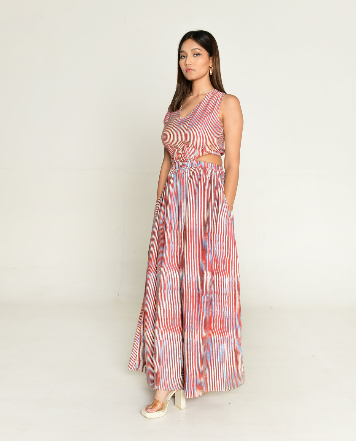 Plosky Cloud Side Cut Jumpsuit by Rias Jaipur with Bhram, Casual Wear, Cotton Bemberg Regular Fit Casual Wear Multicolor Jumpsuits Bhram at Kamakhyaa for sustainable fashion