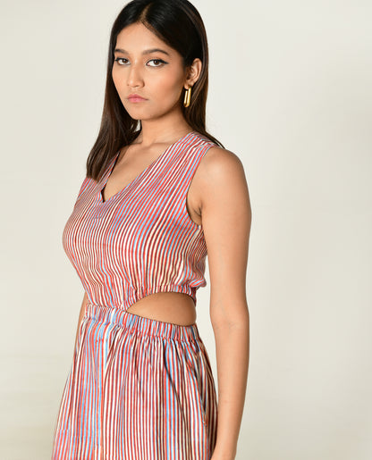 Plosky Cloud Side Cut Jumpsuit by Rias Jaipur with Bhram, Casual Wear, Cotton Bemberg Regular Fit Casual Wear Multicolor Jumpsuits Bhram at Kamakhyaa for sustainable fashion