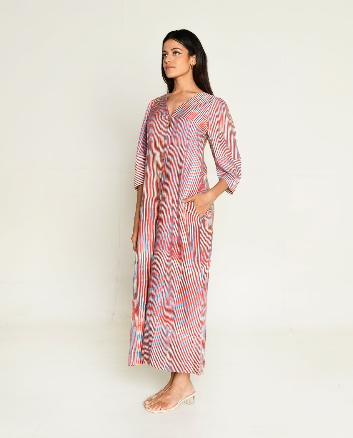 Plosky Cloud Shirt Dress by Rias Jaipur with Bhram, Casual Wear, Cotton Bemberg Regular Fit Casual Wear Multicolor Shirt Dresses Bhram at Kamakhyaa for sustainable fashion