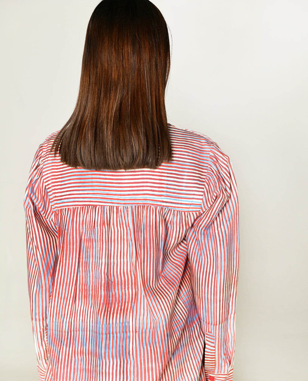 Plosky Cloud Long Shirt by Rias Jaipur with Bhram, Casual Wear, Cotton Bemberg Relaxed Fit Casual Wear Multicolor Shirts Bhram at Kamakhyaa for sustainable fashion