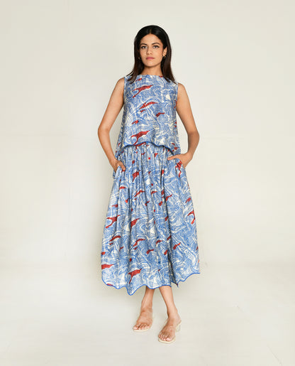 Ponzo Top by Rias Jaipur with Bhram, Casual Wear, Cotton Bemberg Regular Fit Casual Wear Multicolor Sleeveless Dresses Bhram at Kamakhyaa for sustainable fashion