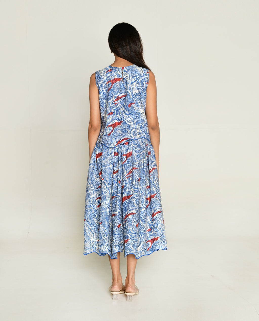 Ponzo Top With Skirt by Rias Jaipur with Bhram, Casual Wear, Cotton Bemberg Regular Fit Casual Wear Multicolor Top skirt sets Bhram at Kamakhyaa for sustainable fashion